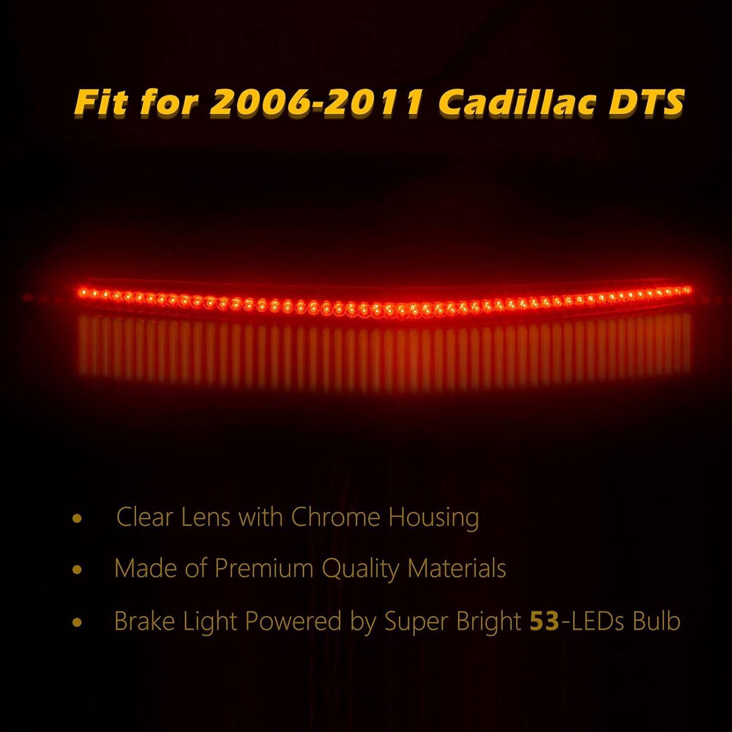 image3rd Brake Light Third High Mount LED Stop Light Trunk Mount Brake Light Assembly Rear Center Tail Light 53 LED Bulbs for Cadillac DTS 20062011 Smoked Lens Red LightSmoked