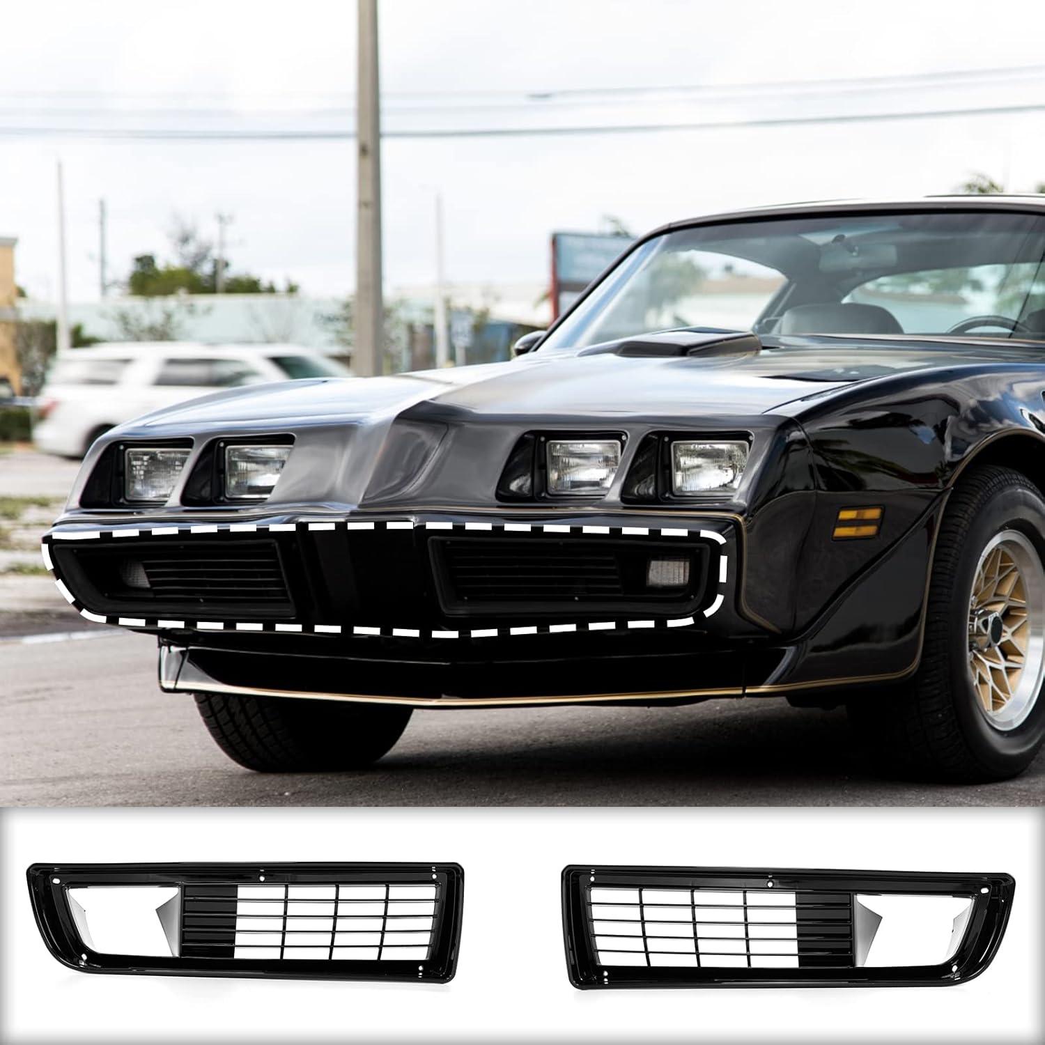 imageAMSRPAC Front Bumper Grille CoverFront Lower Bumper Grill Cover Replacement compatible with Pontiac Firebird Trans Am 1979 1980 1981Black 2PCS
