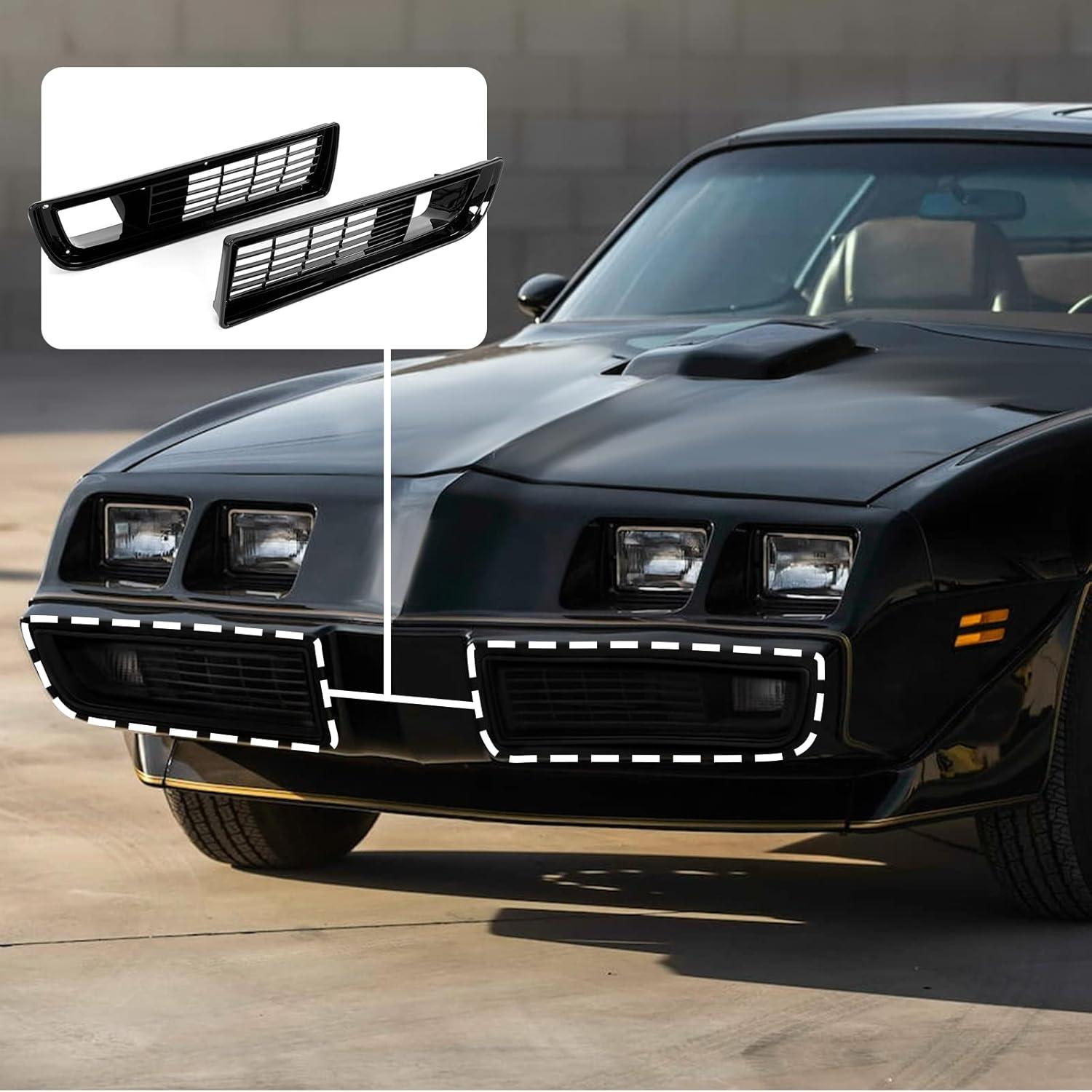 imageAMSRPAC Front Bumper Grille CoverFront Lower Bumper Grill Cover Replacement compatible with Pontiac Firebird Trans Am 1979 1980 1981Black 2PCS