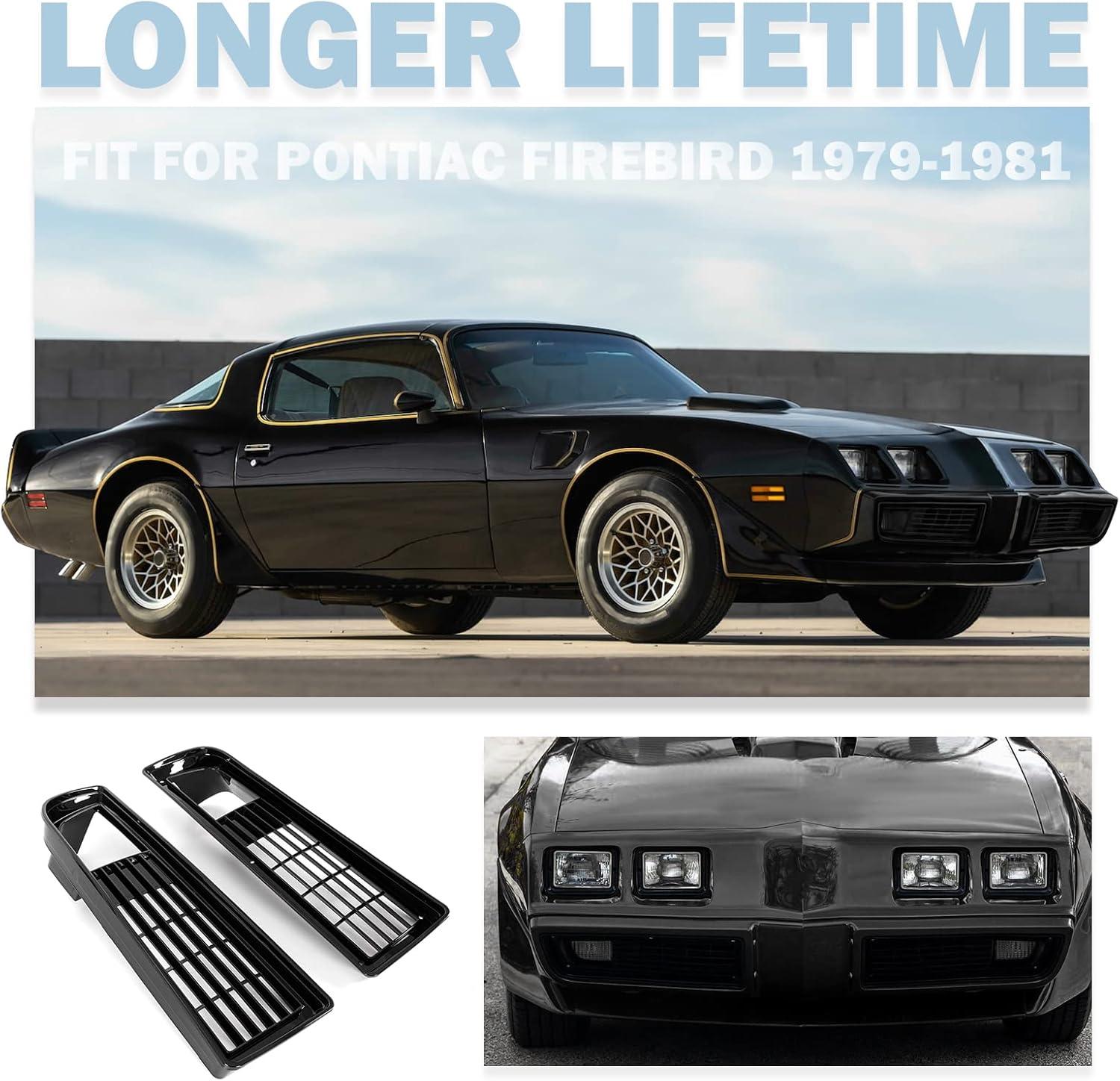 imageAMSRPAC Front Bumper Grille CoverFront Lower Bumper Grill Cover Replacement compatible with Pontiac Firebird Trans Am 1979 1980 1981Black 2PCS