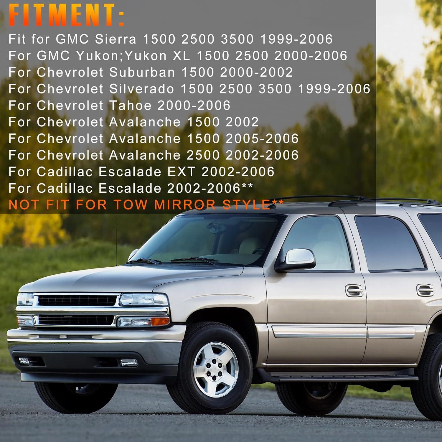 imageChromed Door Side Mirror Half CapsRearview Mirror Cover fit for Chevy Silverado GMC Sierra 1500 2500 3500 19992006wAdhesive Overlay Style2PCS