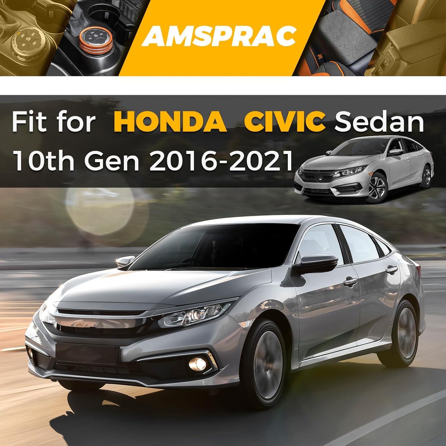 imageDoor Pillar Covers fit for Chevrolet Malibu 20162021Glossy Black AntiScratch Trim6PCS Window Outer Pillar PanelGlossy BlackCarbon Fiber LookFor 10th Civic 1621