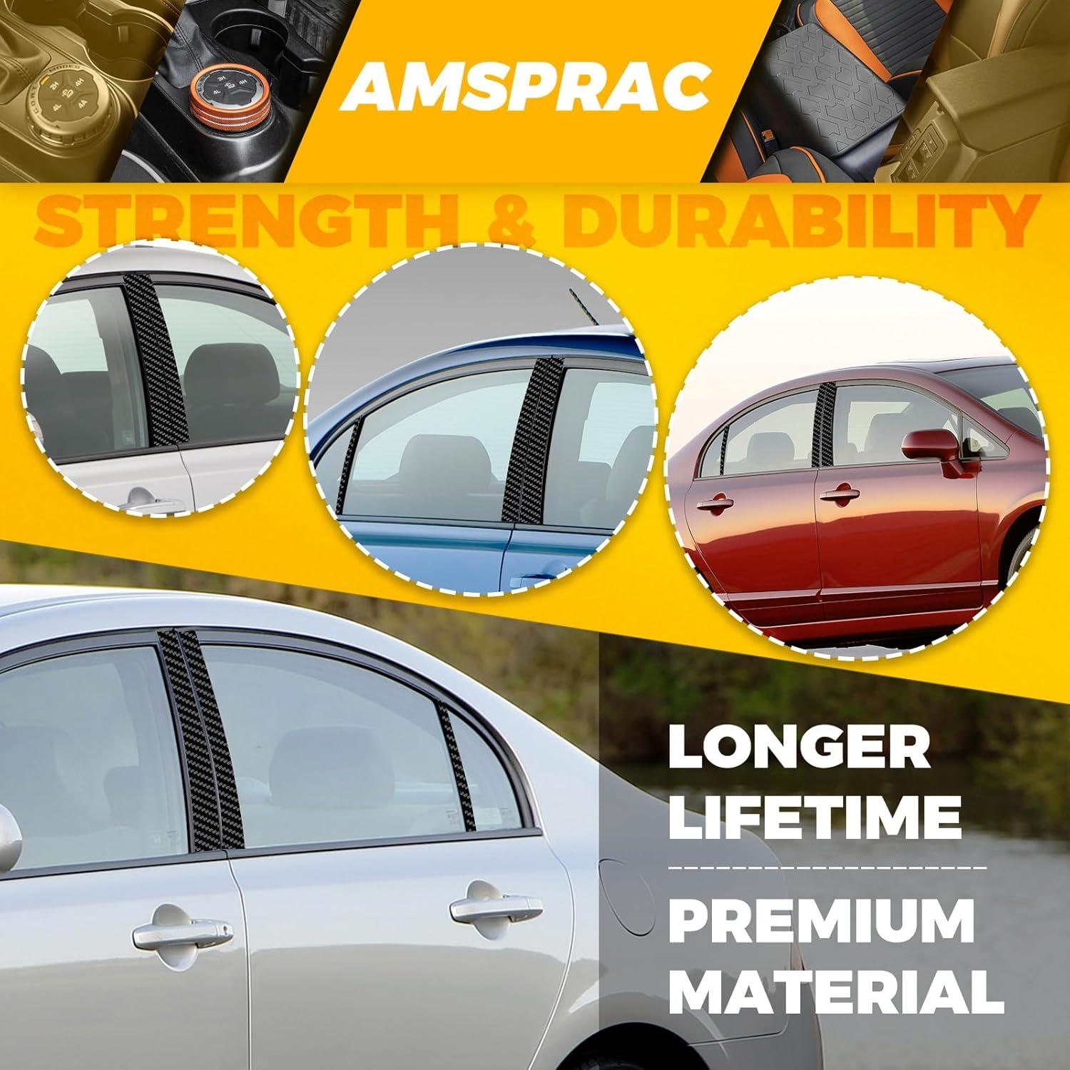 imageDoor Pillar Covers fit for Chevrolet Malibu 20162021Glossy Black AntiScratch Trim6PCS Window Outer Pillar PanelGlossy BlackCarbon Fiber LookFor 8th Civic 0611