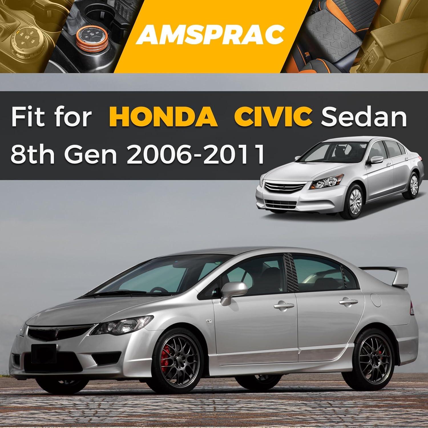 imageDoor Pillar Covers fit for Chevrolet Malibu 20162021Glossy Black AntiScratch Trim6PCS Window Outer Pillar PanelGlossy BlackCarbon Fiber LookFor 8th Civic 0611