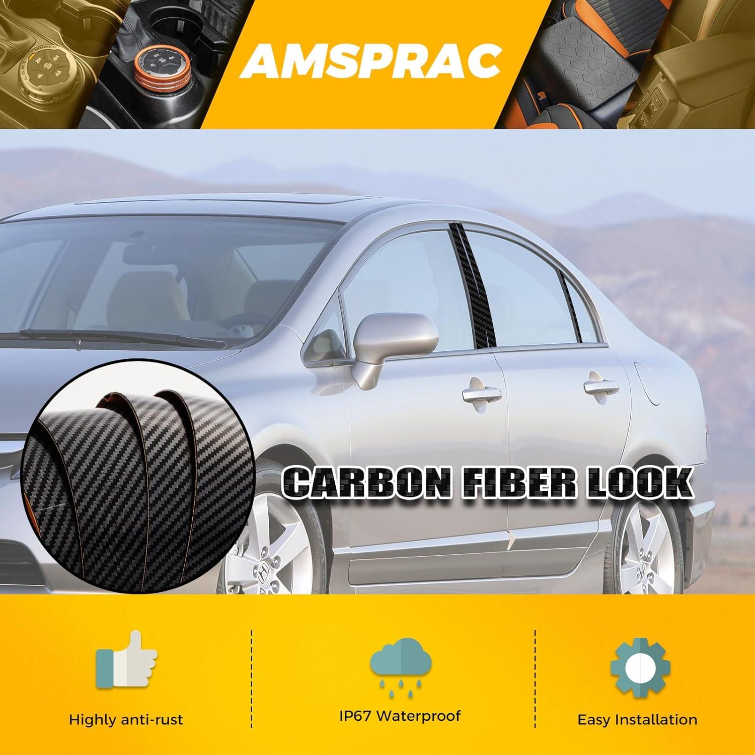 imageDoor Pillar Covers fit for Chevrolet Malibu 20162021Glossy Black AntiScratch Trim6PCS Window Outer Pillar PanelGlossy BlackCarbon Fiber LookFor 8th Civic 0611