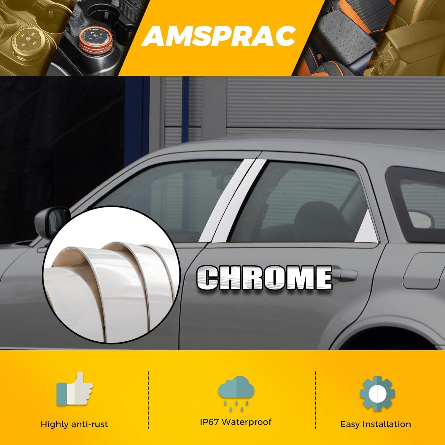 imageDoor Pillar Covers fit for Chevrolet Malibu 20162021Glossy Black AntiScratch Trim6PCS Window Outer Pillar PanelGlossy BlackChromedFor Chrysler 300300C 0510