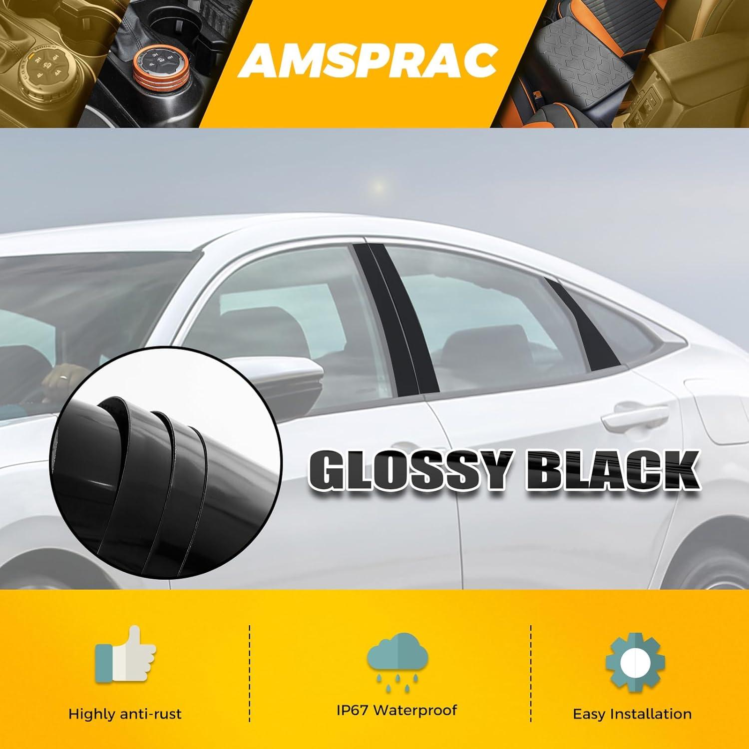 imageDoor Pillar Covers fit for Chevrolet Malibu 20162021Glossy Black AntiScratch Trim6PCS Window Outer Pillar PanelGlossy BlackGlossy BlackFor 10th Civic 1621