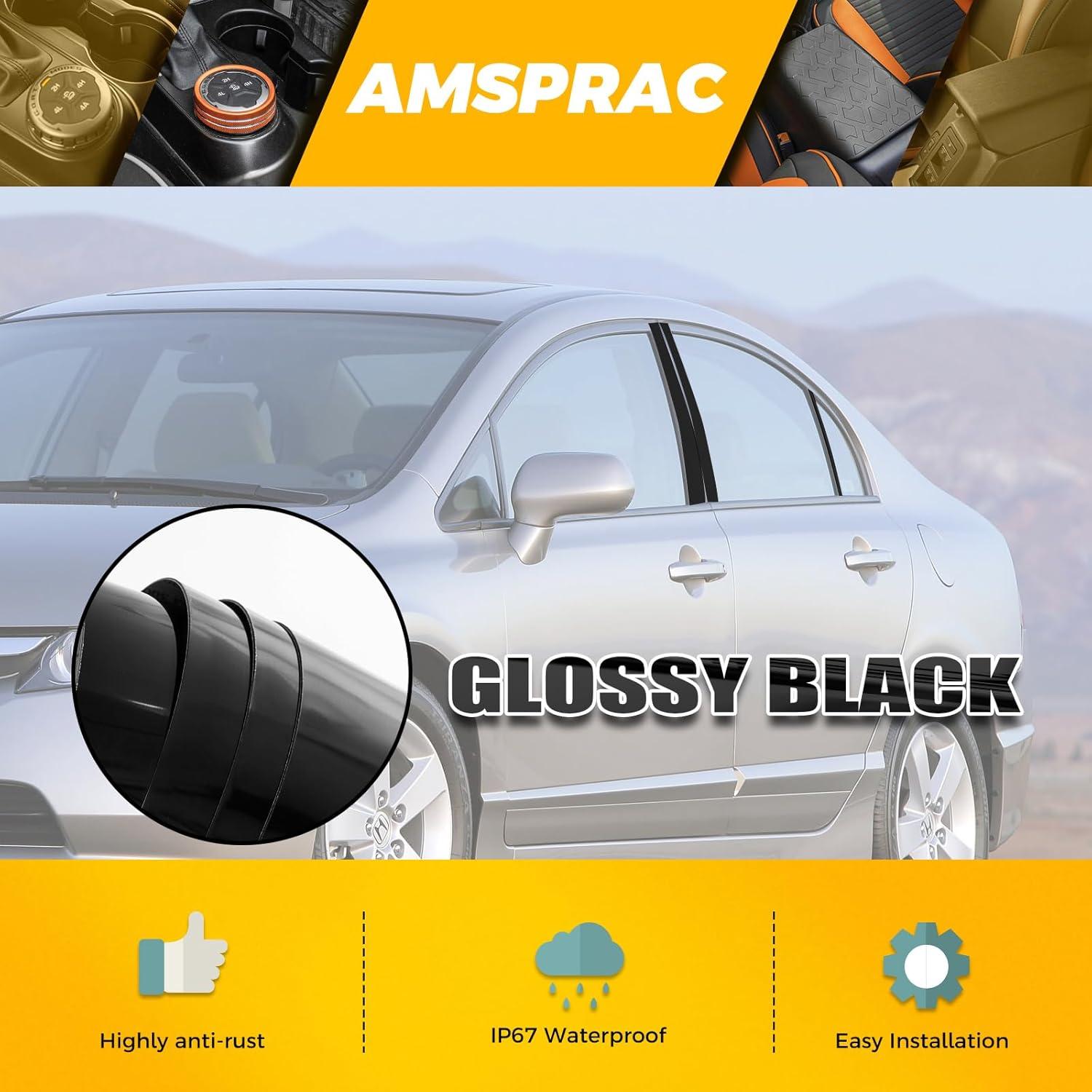 imageDoor Pillar Covers fit for Chevrolet Malibu 20162021Glossy Black AntiScratch Trim6PCS Window Outer Pillar PanelGlossy BlackGlossy BlackFor 8th Civic 0611