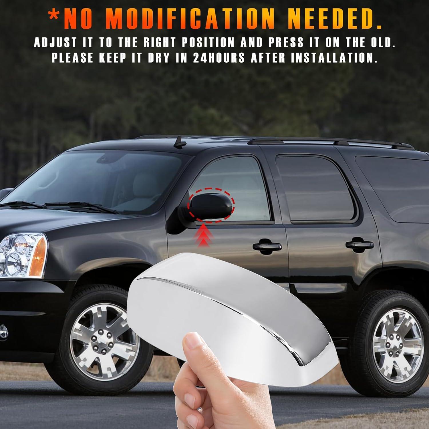 imageDoor Side Mirror CapsRearview Mirror CoversTop Half Mirror Caps fit for GMC Sierra Chevy Silverado Avalanche Tahoe Suburban Yukon Cadillac Escalade 2007201325788156 25788157Chromed