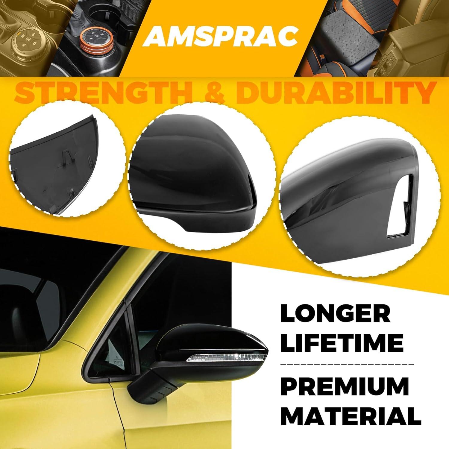 imageDoor Side Rearview Mirror Covers Caps with With Blind Spot Assist HoleExterior Mirror Covers ShieldSide Mirror Caps compatible with VW Golf 8 MK8 RLine GTI 20202023Glossy Black2PCSGlossy Black
