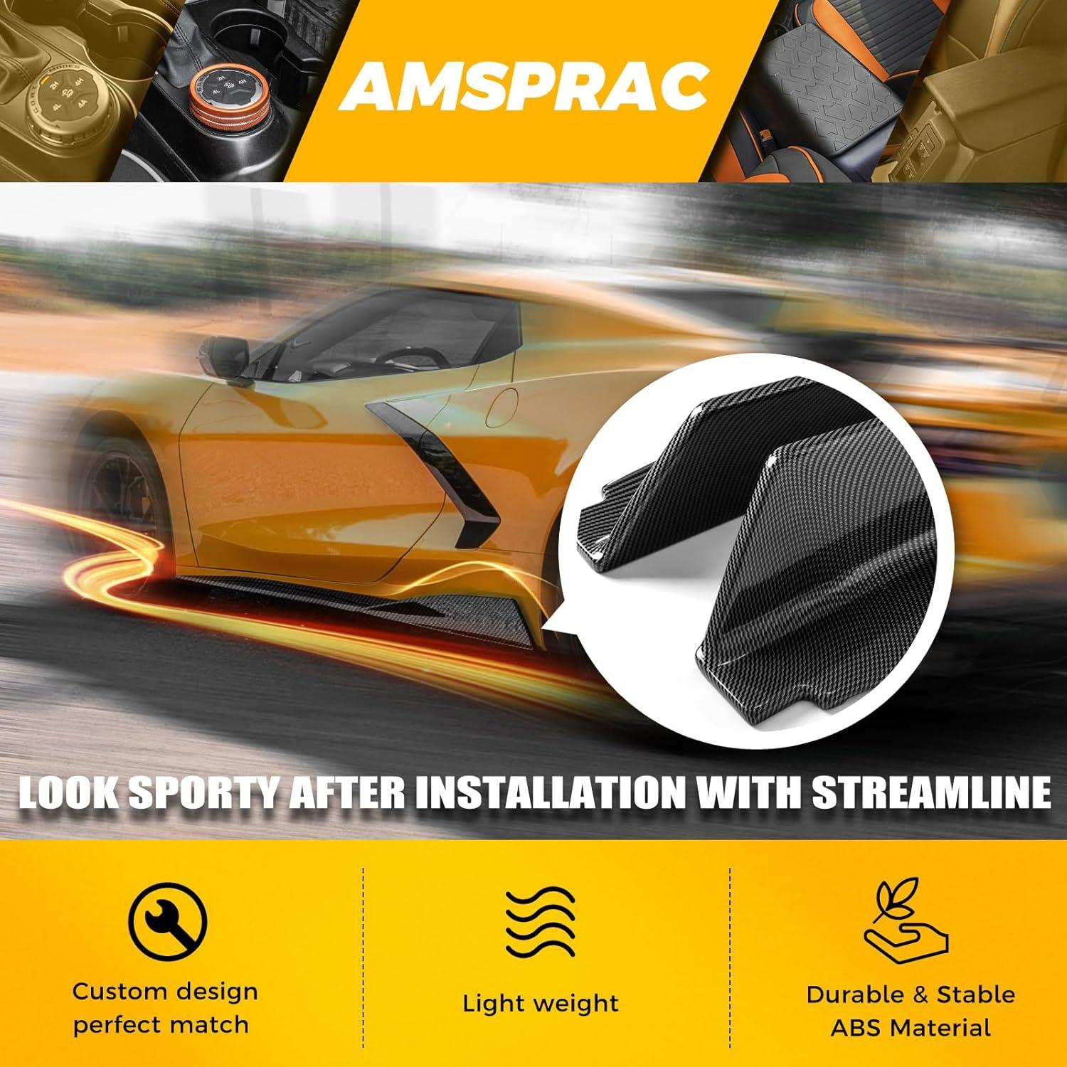 imageExtension Side Skirts fit for Chevrolet Chevy Corvette C8 5VM Style 2Doors 2021 2022 2023Side Skirt Rocker PanelCarbon Fiber LookLeft Right Lower Side Line Protector PanelABS2PCS