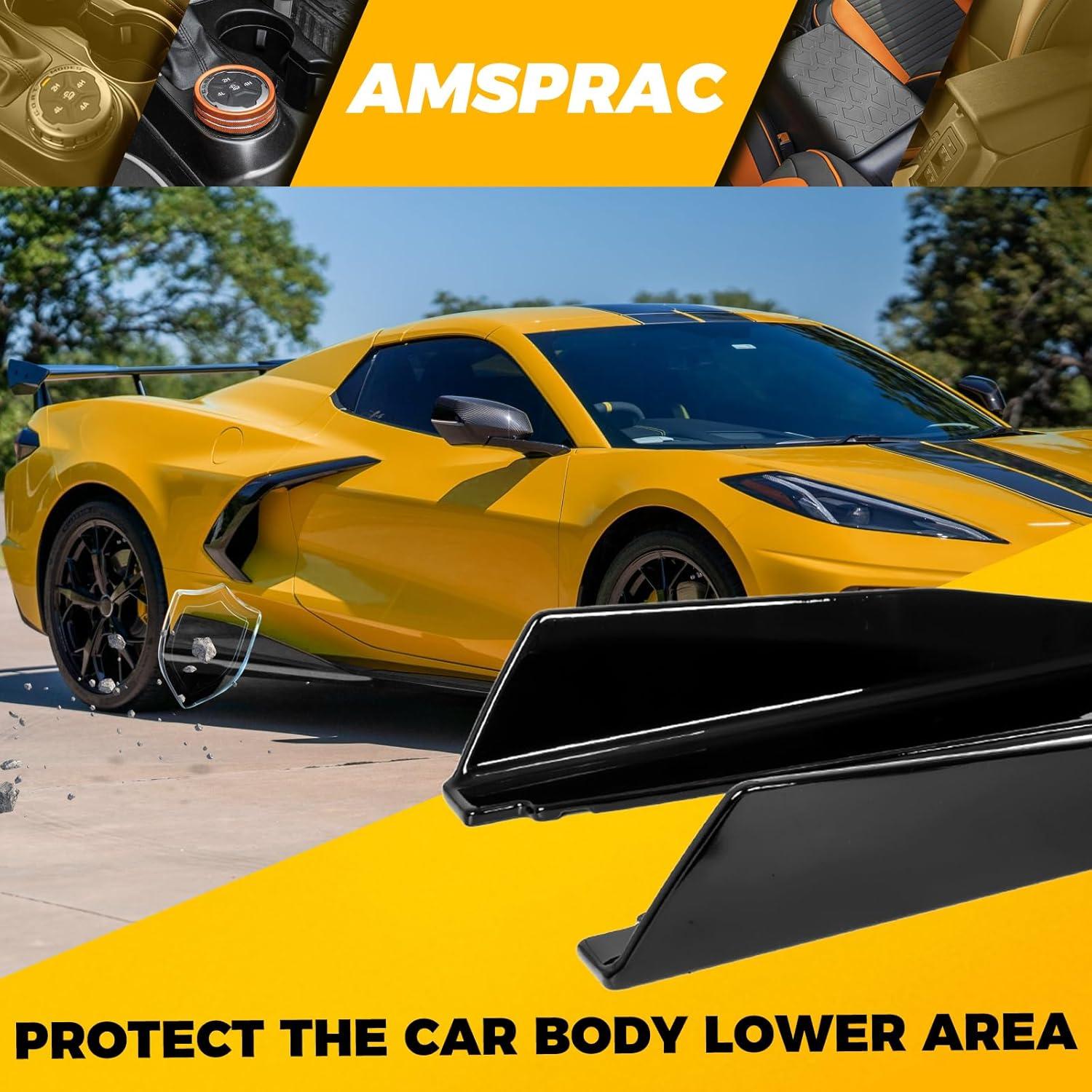 imageExtension Side Skirts fit for Chevrolet Chevy Corvette C8 5VM Style 2Doors 2021 2022 2023Side Skirt Rocker PanelGlossy BlackLeft Right Lower Side Line ProtectorABSPair 2PCS