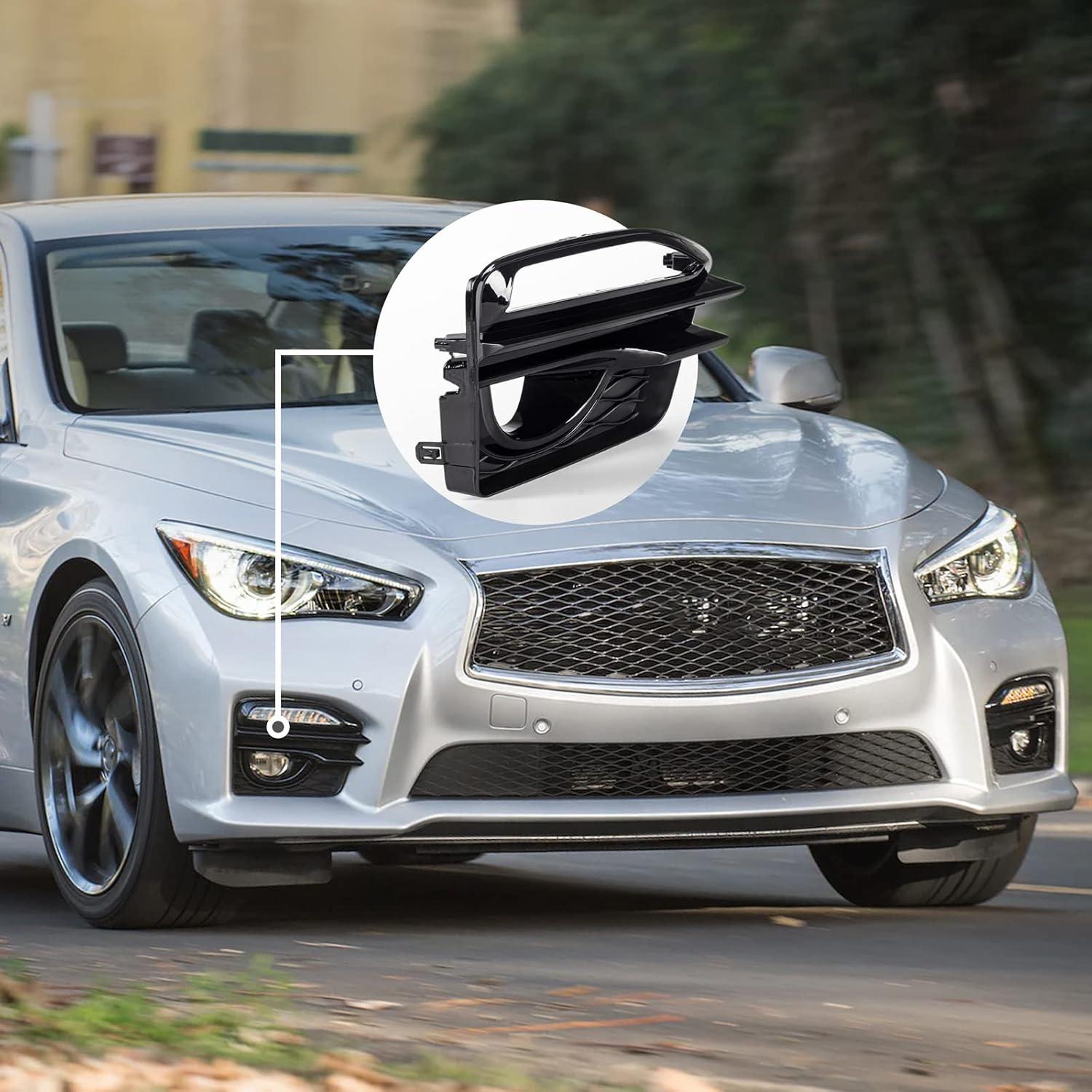 imageFog Light CoversFront Bumper Fog Lamps Bezel Cover TrimFog Light Covers Replacement compatible with Infiniti Q50 Sport Q50S 2014 2015 2016 2017IN1038106 IN1039106622574GA1A 622564GA1ABlack Fog Light Cover for 20142017 Sport Model