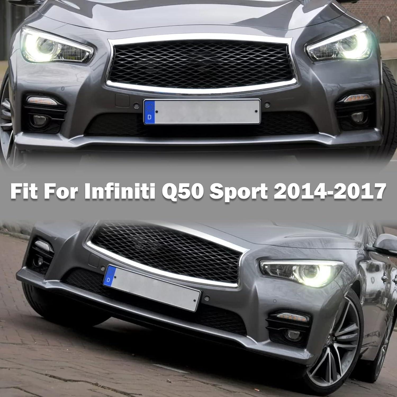 imageFog Light CoversFront Bumper Fog Lamps Bezel Cover TrimFog Light Covers Replacement compatible with Infiniti Q50 Sport Q50S 2014 2015 2016 2017IN1038106 IN1039106622574GA1A 622564GA1ABlack Fog Light Cover for 20142017 Sport Model