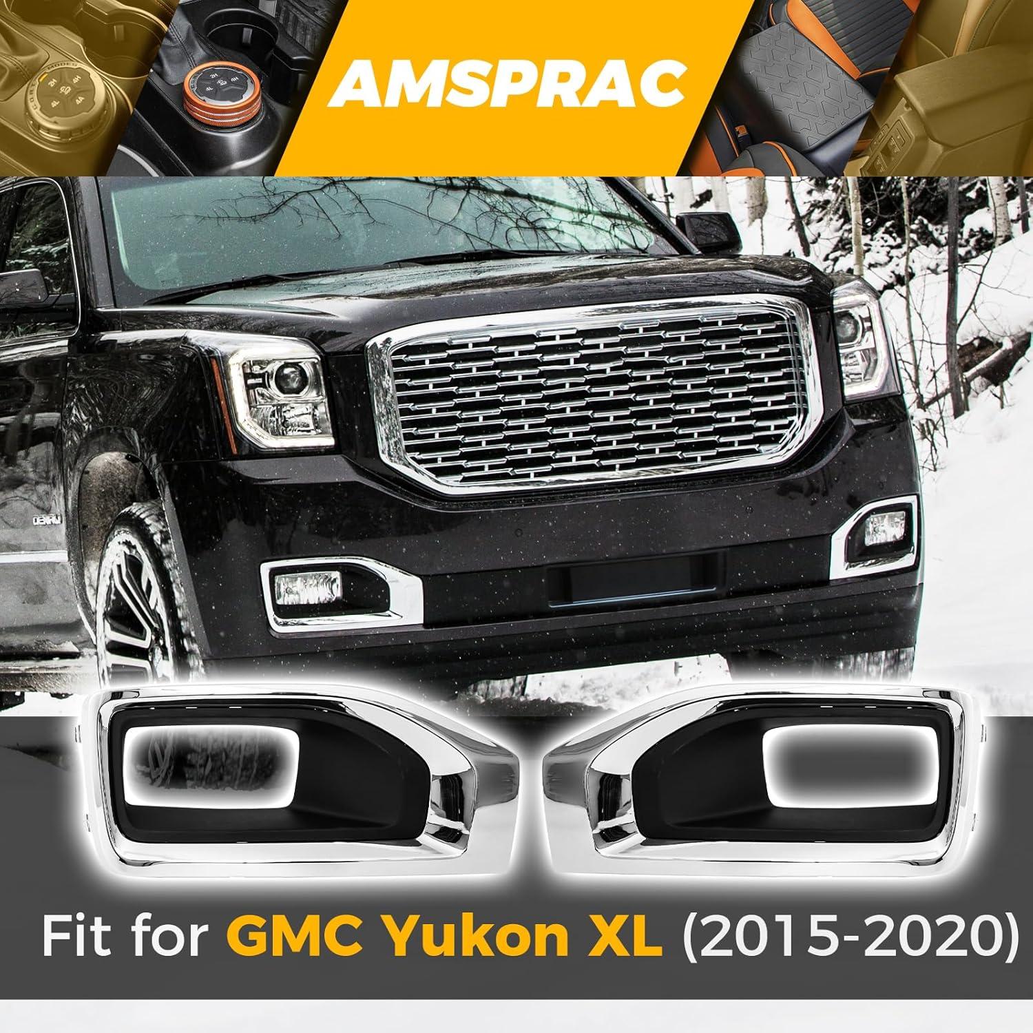 imageFog Light CoversFront Bumper Fog Lamps Bezel Cover TrimFog Light Covers Replacement fit for GMC YukonYukon XL2015 2016 2017 2018 2019 2020Chrome GM1038187 2293642622936427 GM1039187A Pair LeftRight