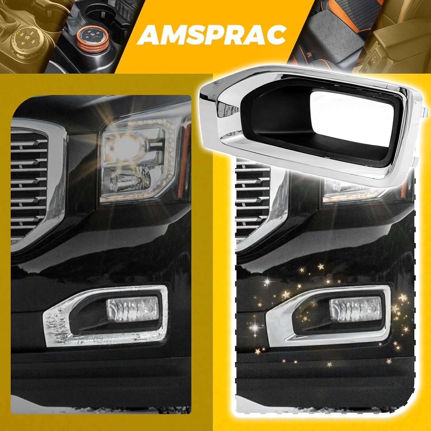 imageFog Light CoversFront Bumper Fog Lamps Bezel Cover TrimFog Light Covers Replacement fit for GMC YukonYukon XL2015 2016 2017 2018 2019 2020Chrome GM1038187 2293642622936427 GM1039187Left Side