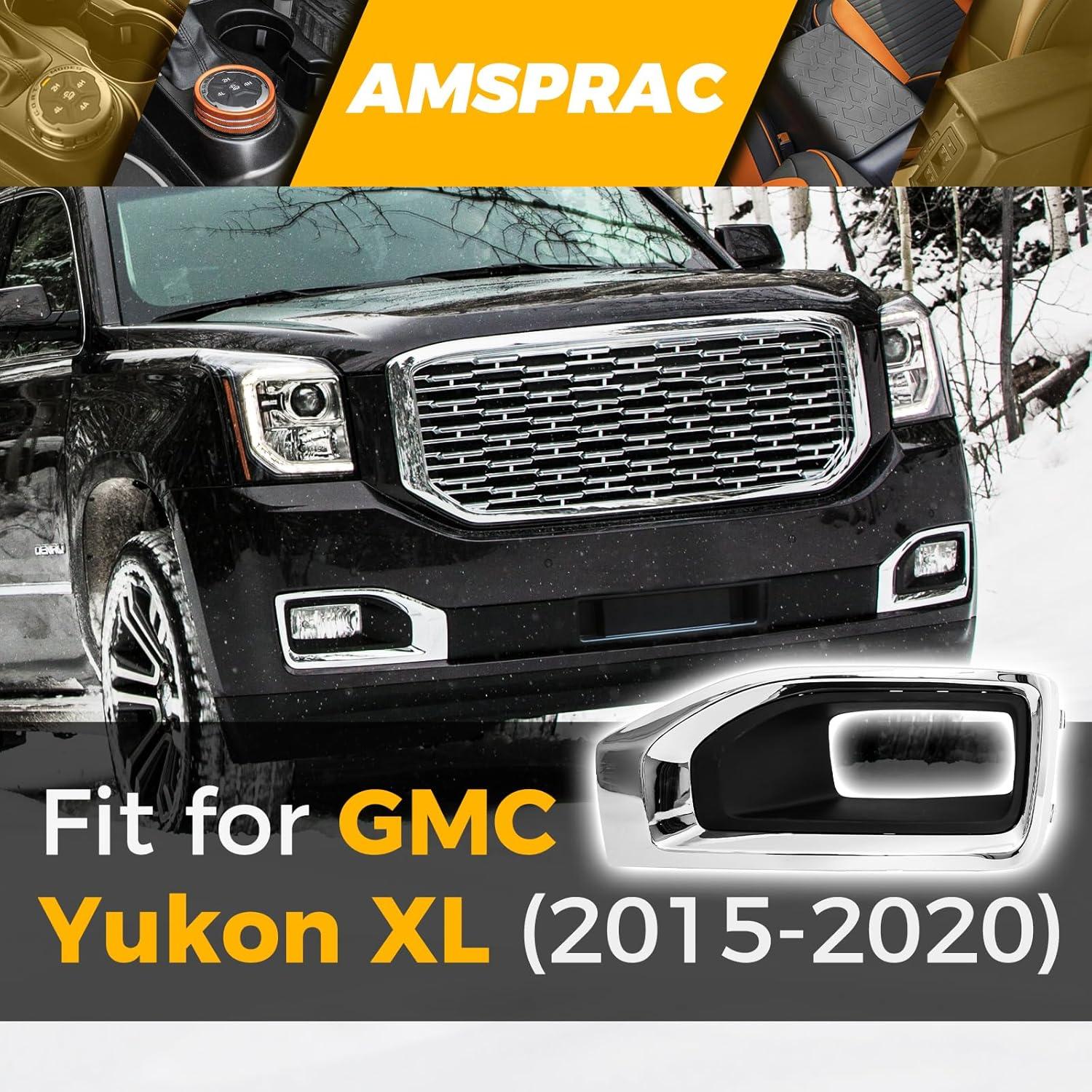 imageFog Light CoversFront Bumper Fog Lamps Bezel Cover TrimFog Light Covers Replacement fit for GMC YukonYukon XL2015 2016 2017 2018 2019 2020Chrome GM1038187 2293642622936427 GM1039187Left Side