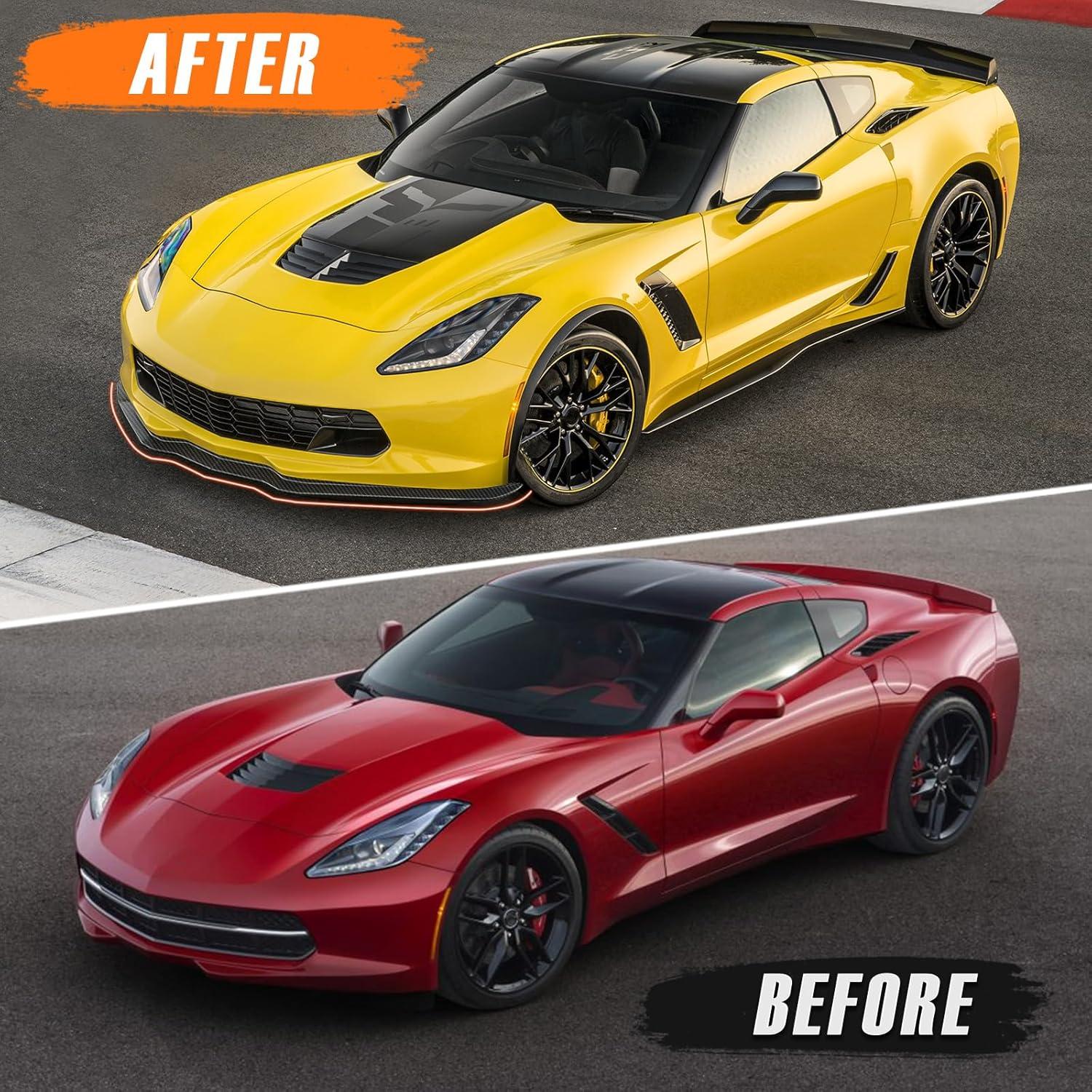 imageFront Bumper Lip Chin Spoiler Splitter DiffuserFront Bumper Lower Lip Splitter Body Kit fit for 20142019 Chevy Corvette C7 Z06Carbon Fiber Look2PCS