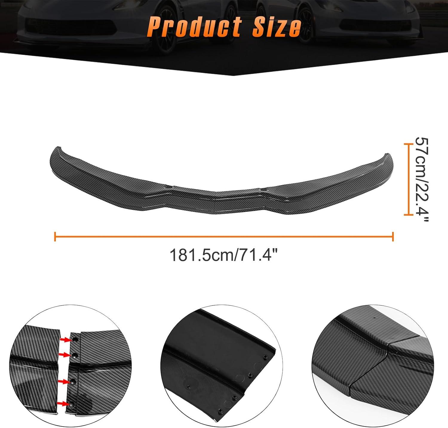 imageFront Bumper Lip Chin Spoiler Splitter DiffuserFront Bumper Lower Lip Splitter Body Kit fit for 20142019 Chevy Corvette C7 Z06Carbon Fiber Look2PCS