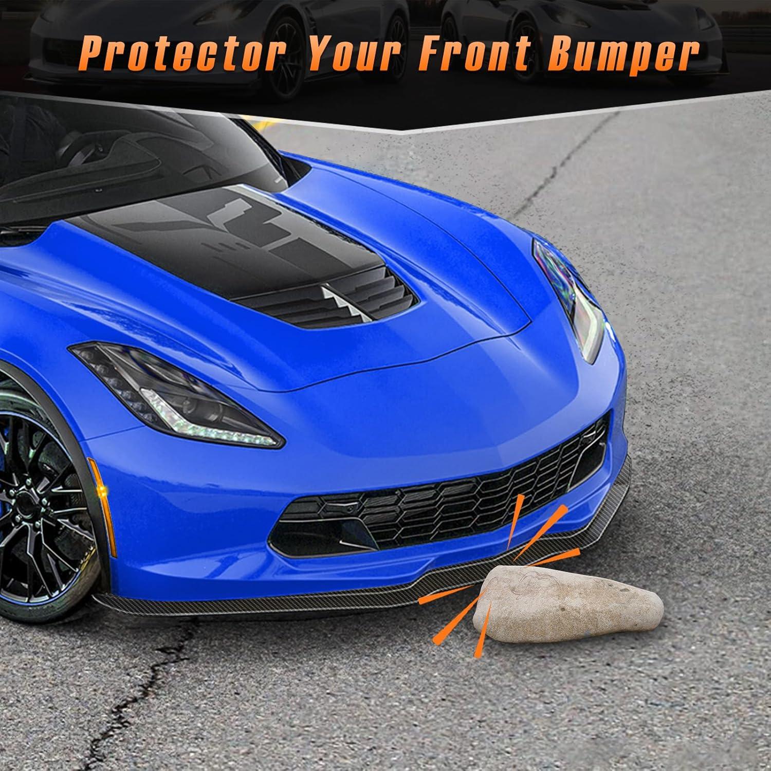 imageFront Bumper Lip Chin Spoiler Splitter DiffuserFront Bumper Lower Lip Splitter Body Kit fit for 20142019 Chevy Corvette C7 Z06Carbon Fiber Look2PCS