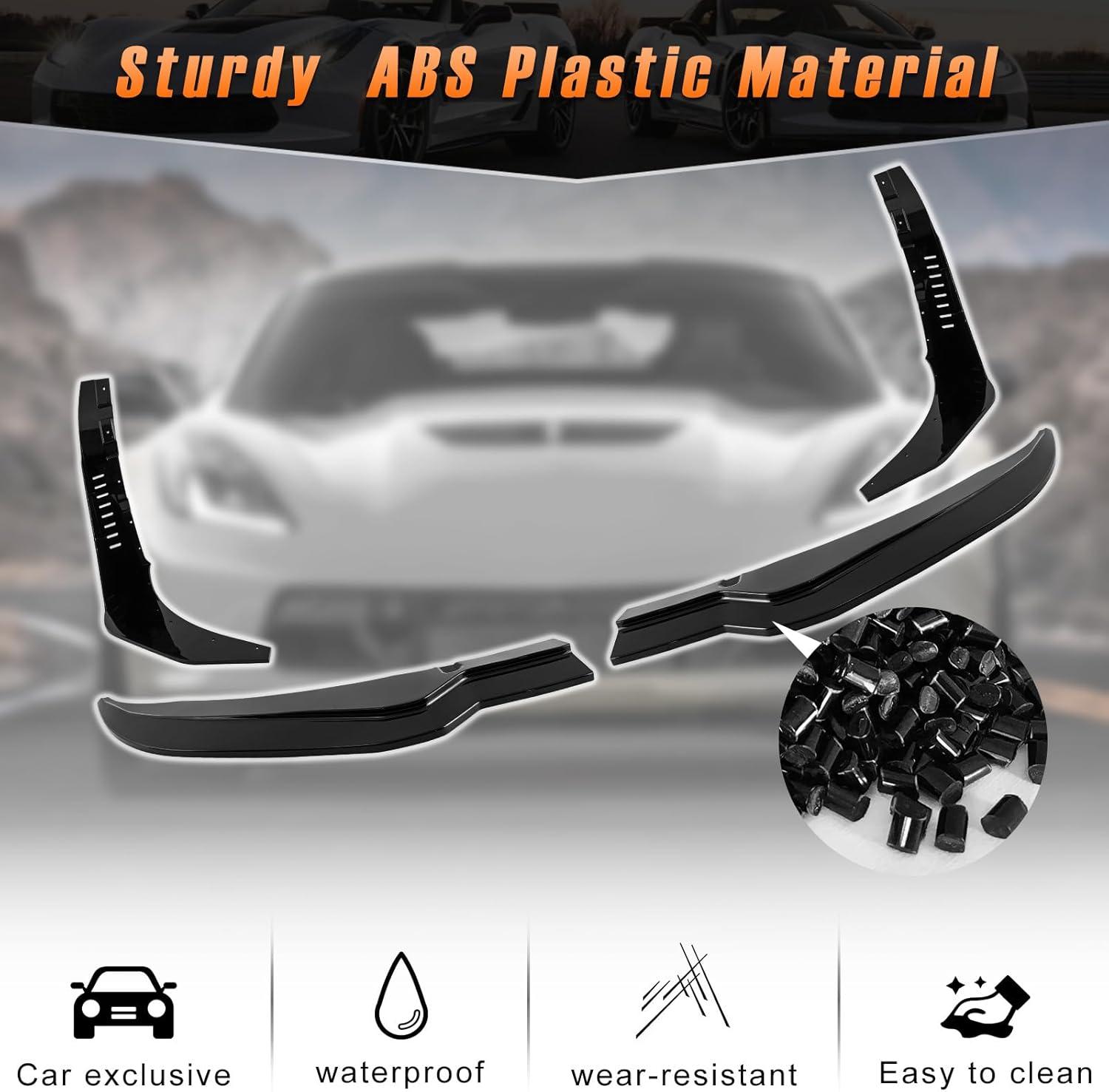 imageFront Bumper Lower Lip Splitter fit for 20152019 Chevy Corvette C7 Z06Car Body Kit Front Bumper Lip Spoiler with Bumper Corner Spoiler Winglet Splitters Protector KitGlossy Black4PCS