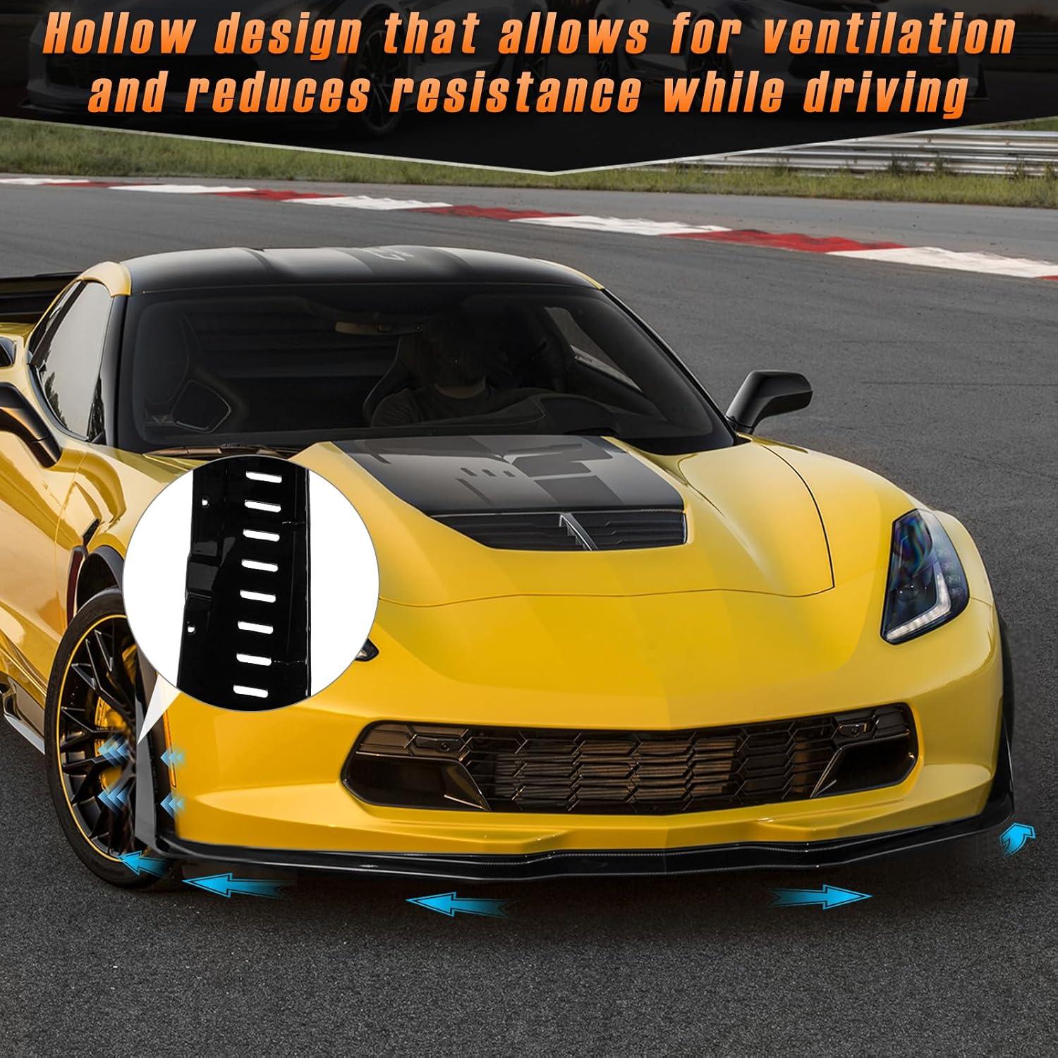 imageFront Bumper Lower Lip Splitter fit for 20152019 Chevy Corvette C7 Z06Car Body Kit Front Bumper Lip Spoiler with Bumper Corner Spoiler Winglet Splitters Protector KitGlossy Black4PCS