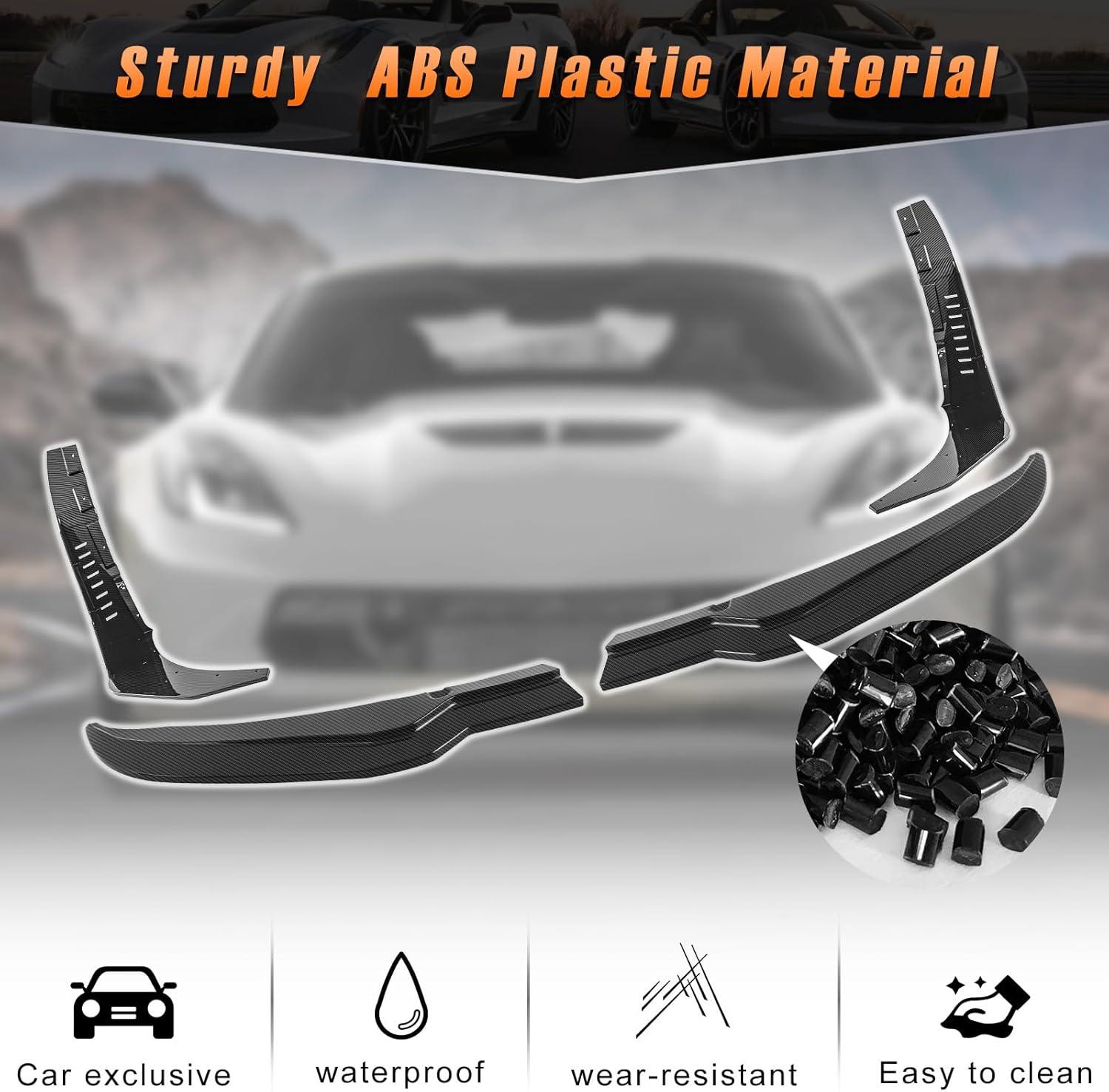 imageFront Bumper Lower Lip Splitter fit for 20152019 Chevy Corvette C7 Z06Carbon Fiber Look Front Bumper Lip Spoiler with Bumper Corner Spoiler Winglet SplittersCar Body Protector Kit4PCS