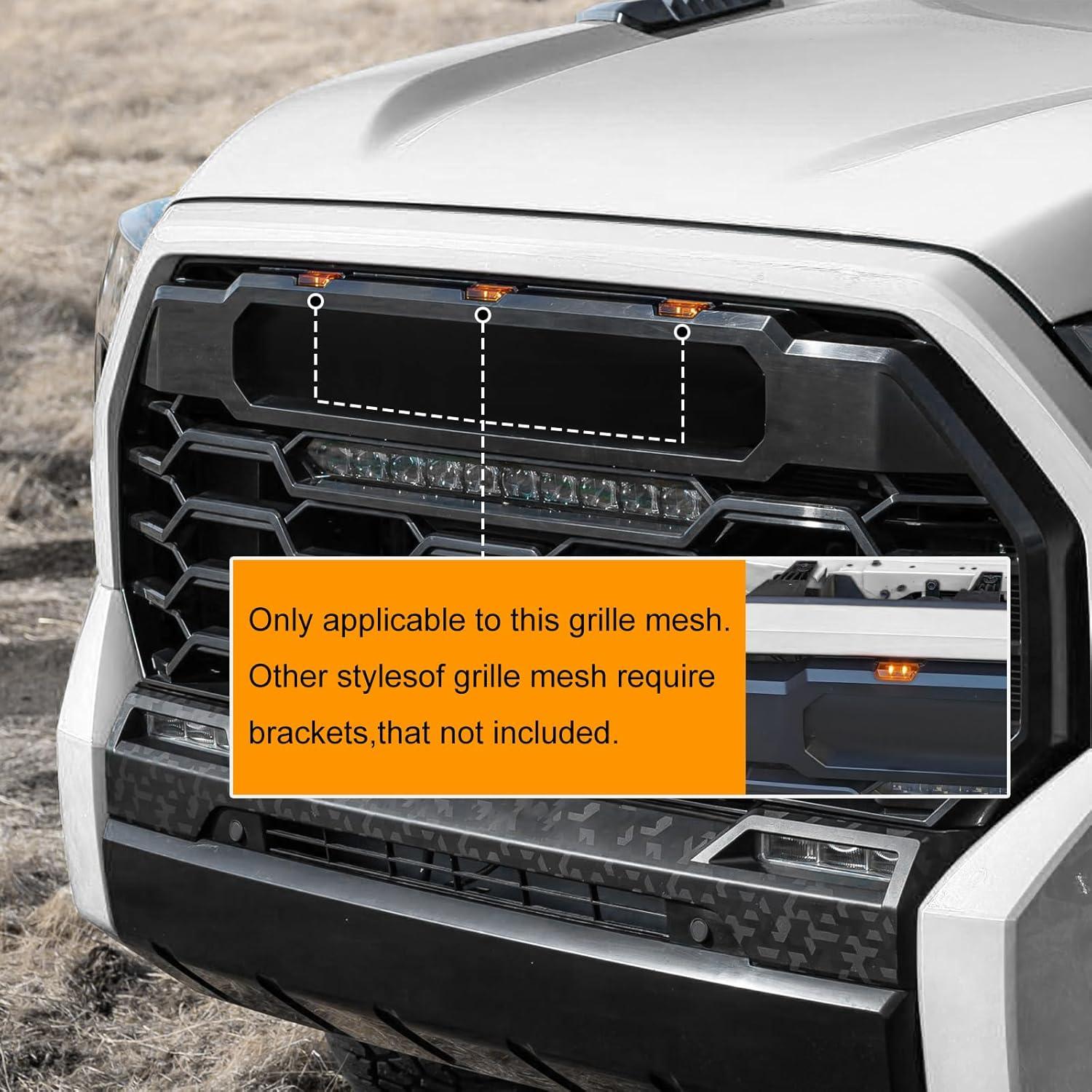 imageFront Center Bumper LED Grill Lights3PCS Amber Grill Lights wWiring Harness fit for Toyota Tundra for TRD Pro 2022 2023 2024Yellow Front Grill LightsExterior Lighting AccessoriesSet of 33 Grill light1 light bar