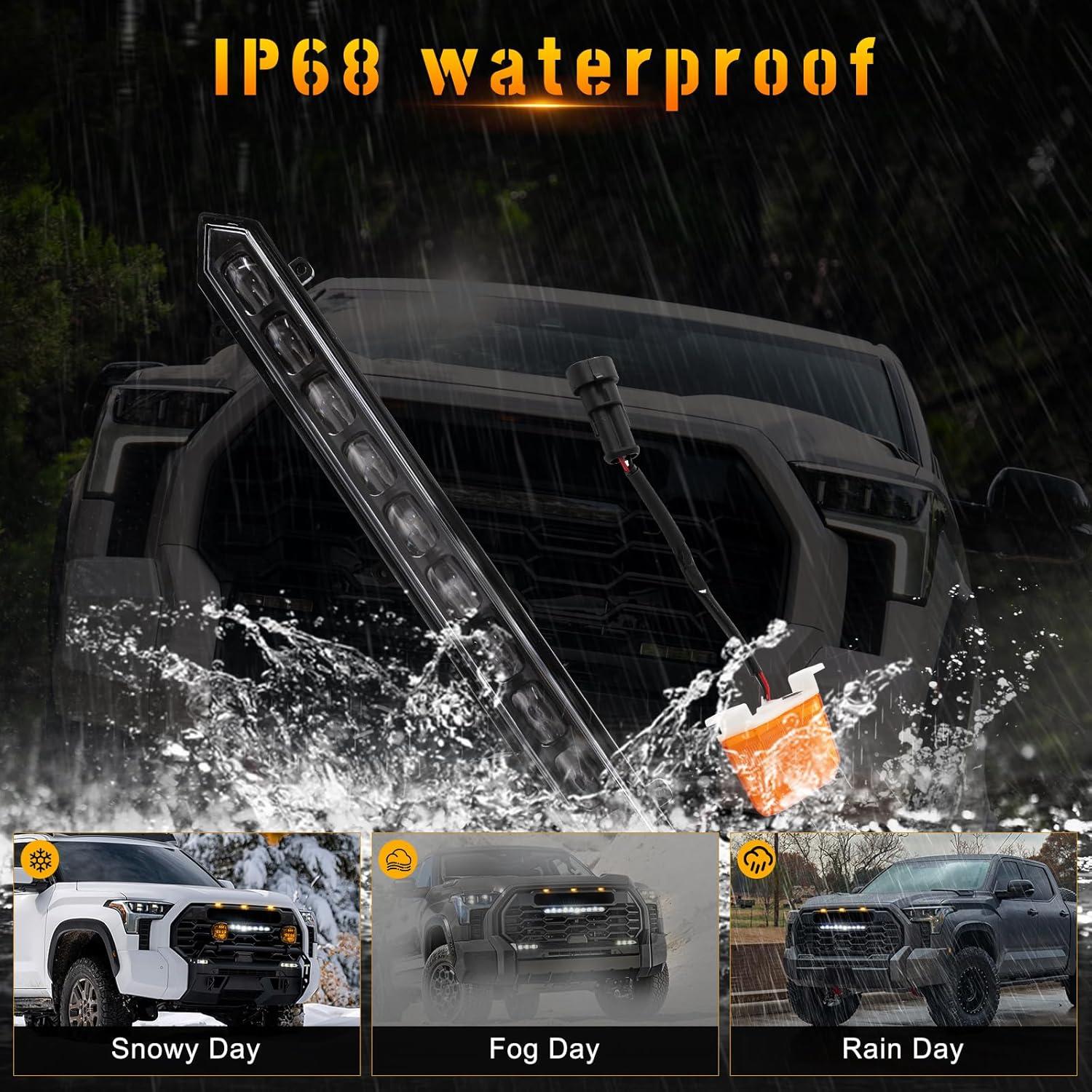 imageFront Center Bumper LED Grill Lights3PCS Amber Grill Lights wWiring Harness fit for Toyota Tundra for TRD Pro 2022 2023 2024Yellow Front Grill LightsExterior Lighting AccessoriesSet of 33 Grill light1 light bar