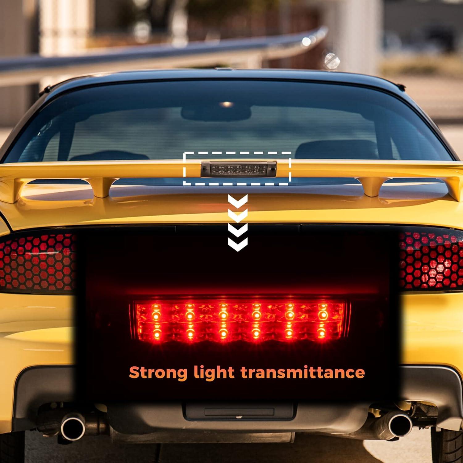 imageHigh Rise Spoiler Brake LightLED Third Brake LightRear Center High Mount Stop Light3rd Stop Lamp Spoiler Assembly fit for Pontiac Firebird Am WS6 1996200219179355Smoked LensSmoked Lens