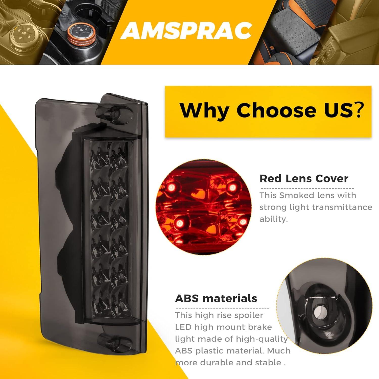 imageHigh Rise Spoiler Brake LightLED Third Brake LightRear Center High Mount Stop Light3rd Stop Lamp Spoiler Assembly fit for Pontiac Firebird Am WS6 1996200219179355Smoked LensSmoked Lens