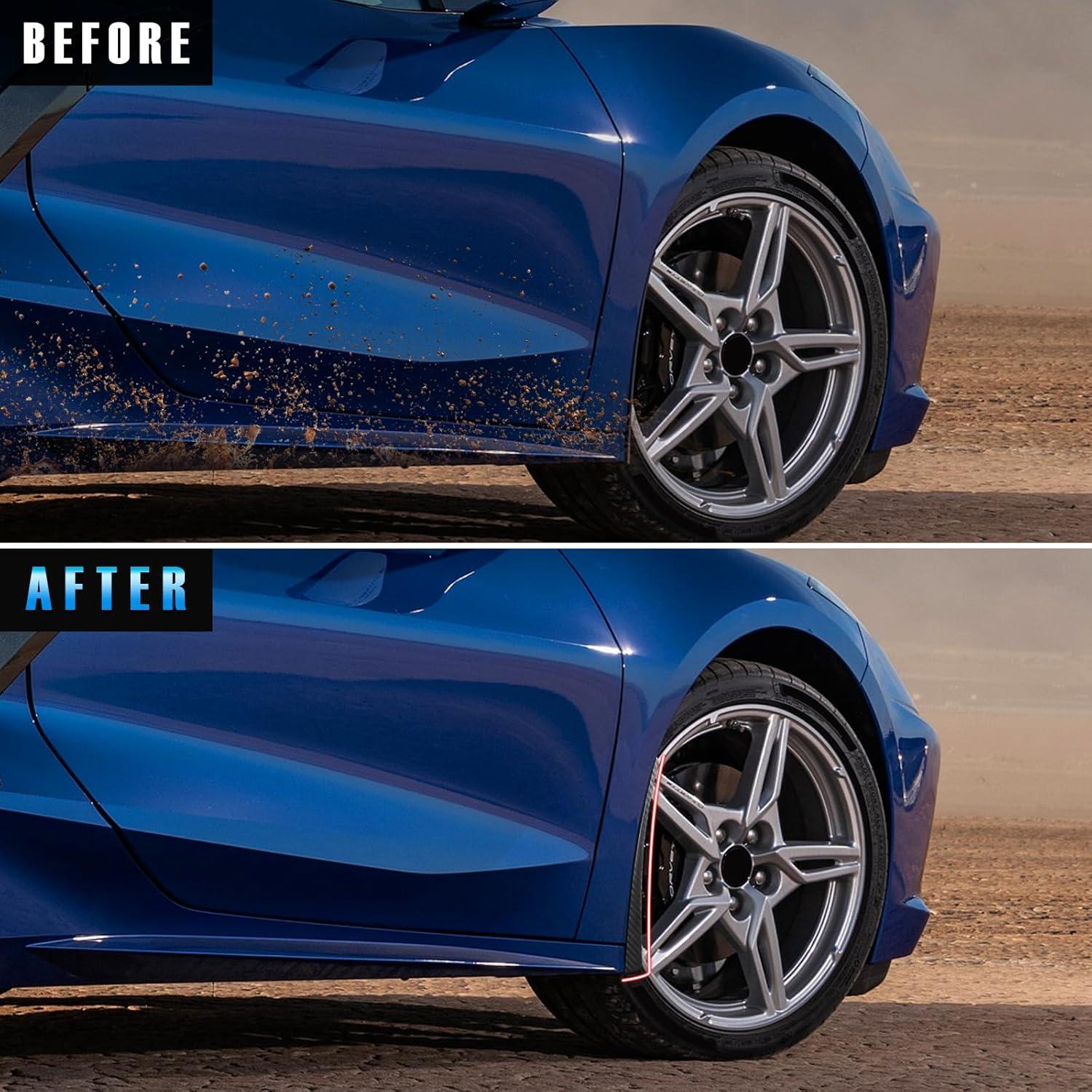 imageMud FlapsFront ampamp Rear Splash Guards Rock Guards fit for Chevy Corvette C8 20202025 84263453 84263457Extended Mudflaps Left ampamp Right Wheels Fender ProtectorsCarbon Fiber Texture4PCS