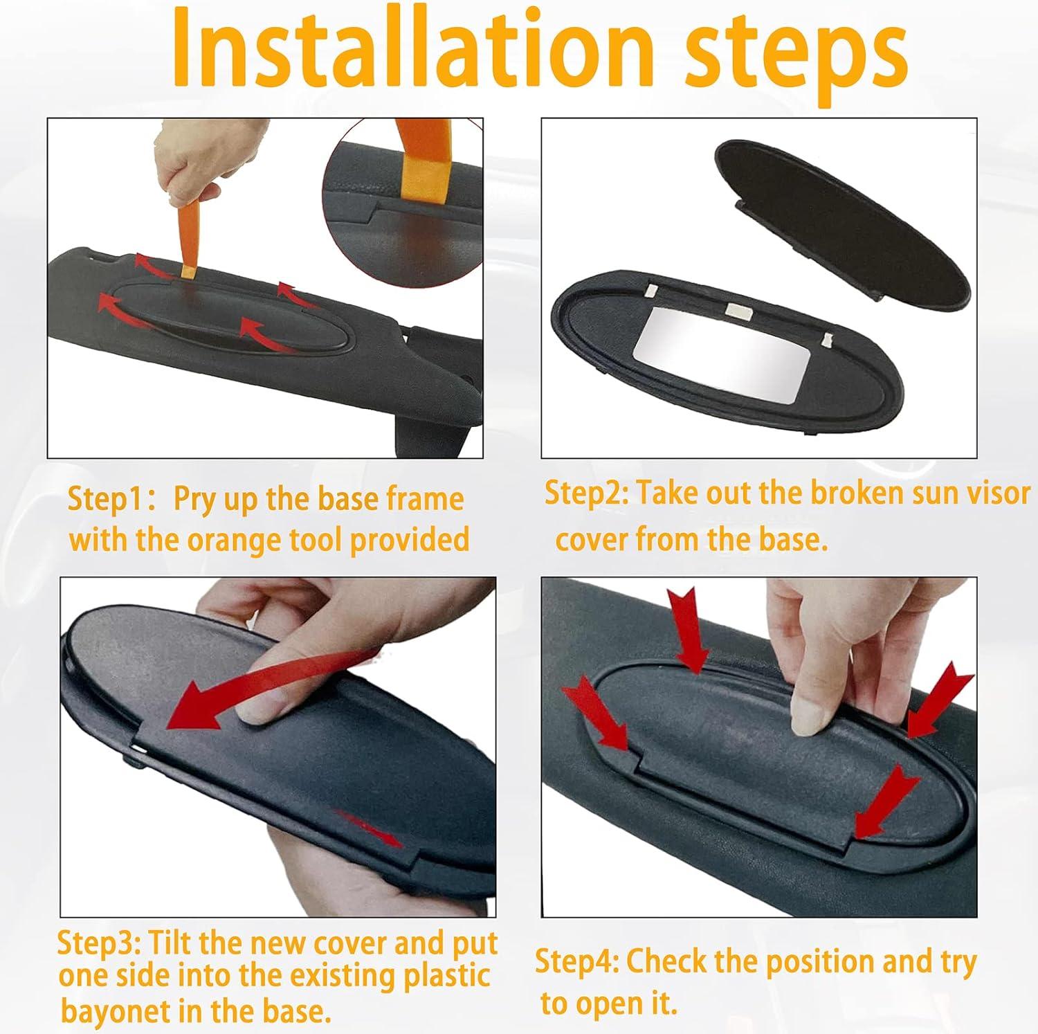 imageReplacement Sun Visor Vanity Mirror Covers Driver or Passenger Side Visor Mirror Lid for Porsche 996997911 986987 for Boxster for Cayman 19962010 2Pcs Black1Piececover only