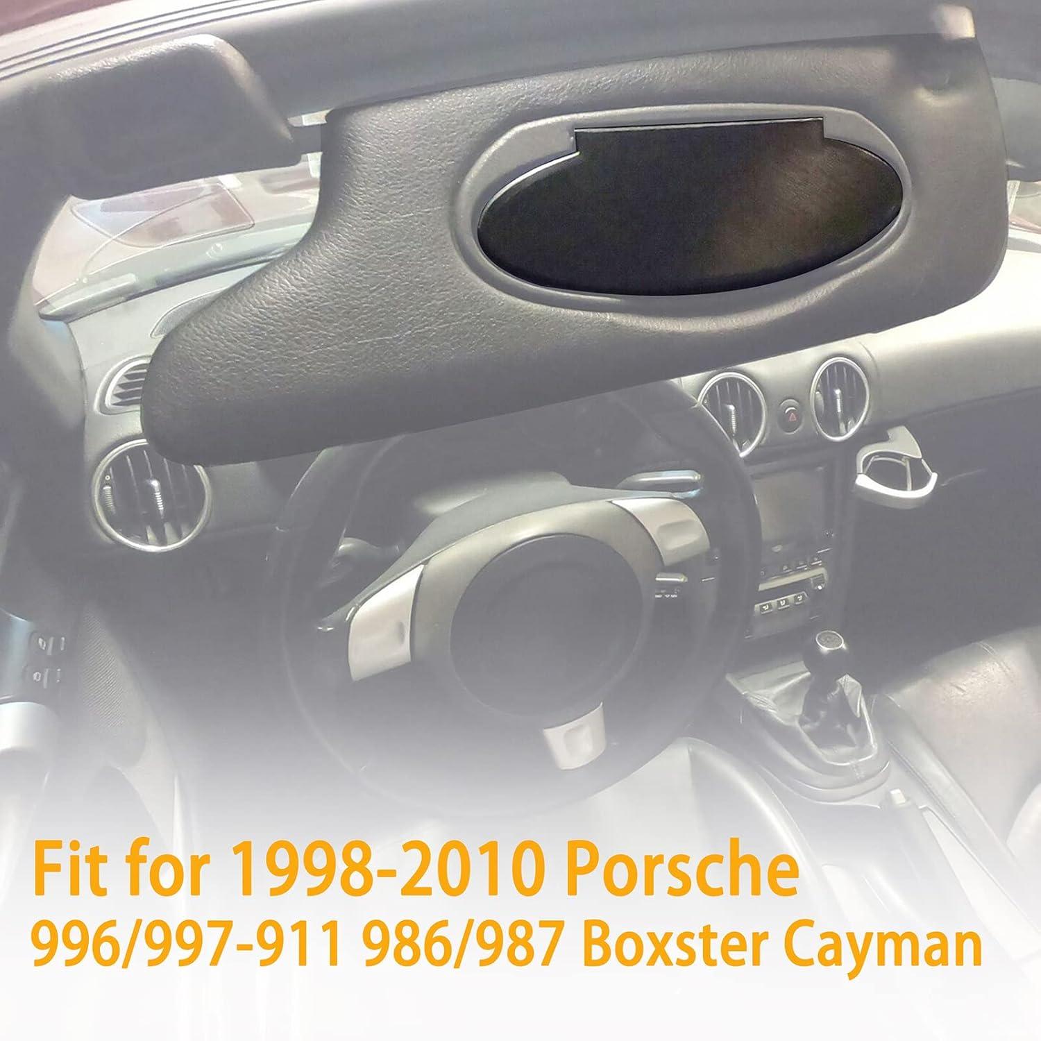 imageReplacement Sun Visor Vanity Mirror Covers Driver or Passenger Side Visor Mirror Lid for Porsche 996997911 986987 for Boxster for Cayman 19962010 2Pcs Black1Piececover only