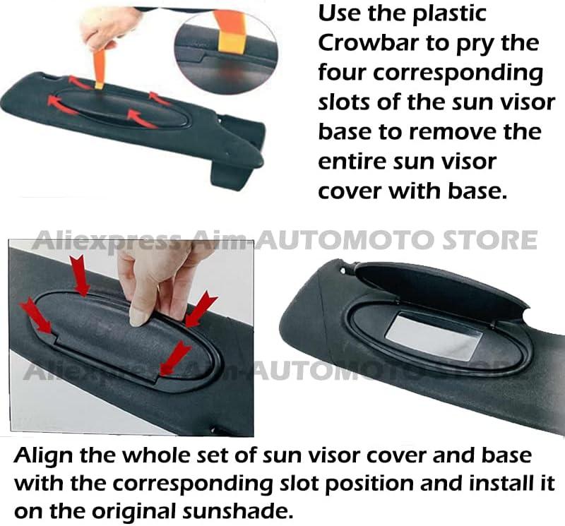 imageReplacement Sun Visor Vanity Mirror Covers Driver or Passenger Side Visor Mirror Lid for Porsche 996997911 986987 for Boxster for Cayman 19962010 2Pcs Black1 SETbase and cover
