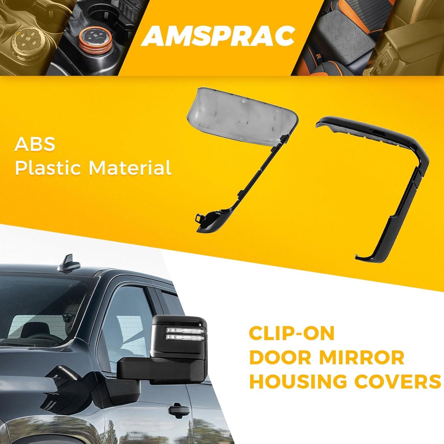 imageTow Mirror Caps fit for Chevy Chevrolet Silverado GMC Sierra 2500HD 3500HD 2020 2021 2022 2023 84468904 84468910Top ampamp Side ClipOn Front Door Mirror Housing Covers CapsGlossy Black