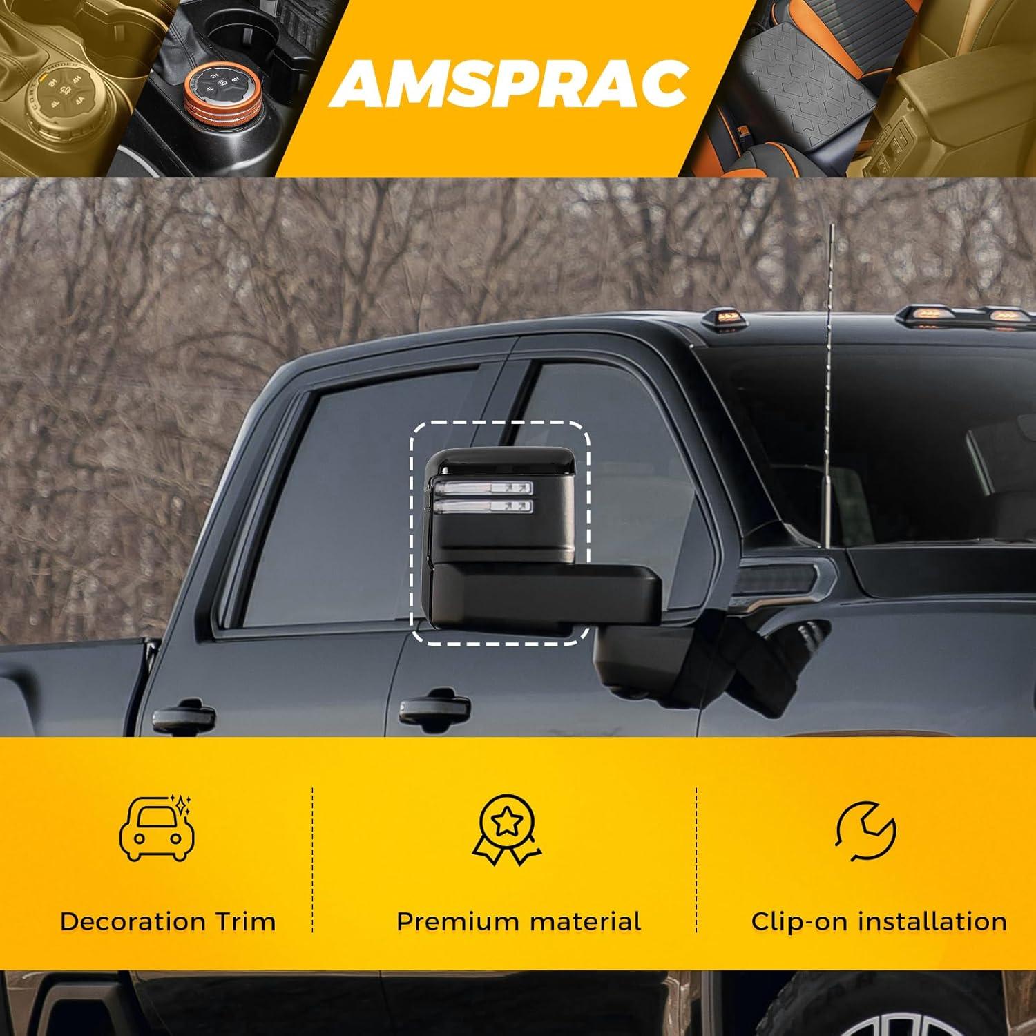 imageTow Mirror Caps fit for Chevy Chevrolet Silverado GMC Sierra 2500HD 3500HD 2020 2021 2022 2023 84468904 84468910Top ampamp Side ClipOn Front Door Mirror Housing Covers CapsGlossy Black