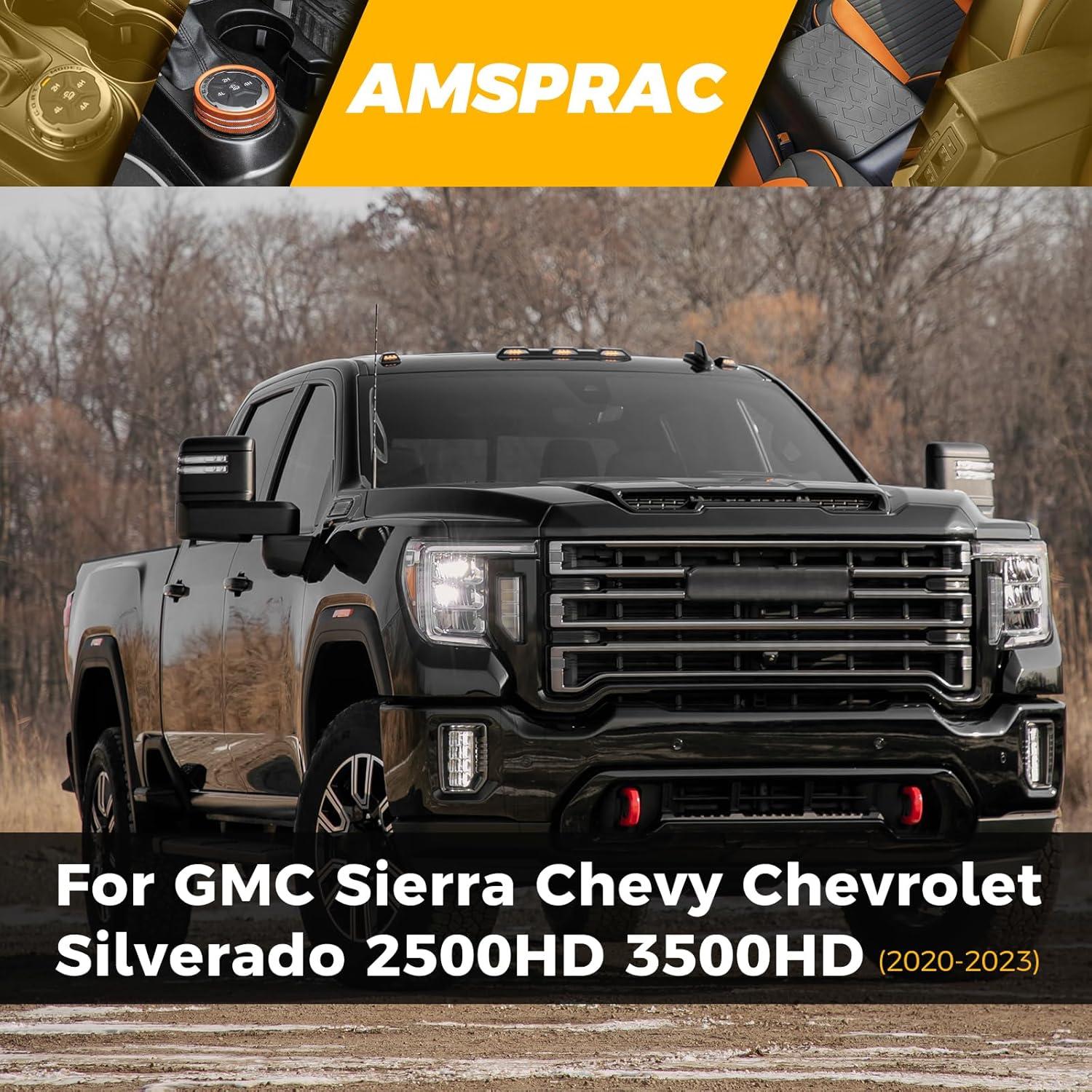 imageTow Mirror Caps fit for Chevy Chevrolet Silverado GMC Sierra 2500HD 3500HD 2020 2021 2022 2023 84468904 84468910Top ampamp Side ClipOn Front Door Mirror Housing Covers CapsGlossy Black