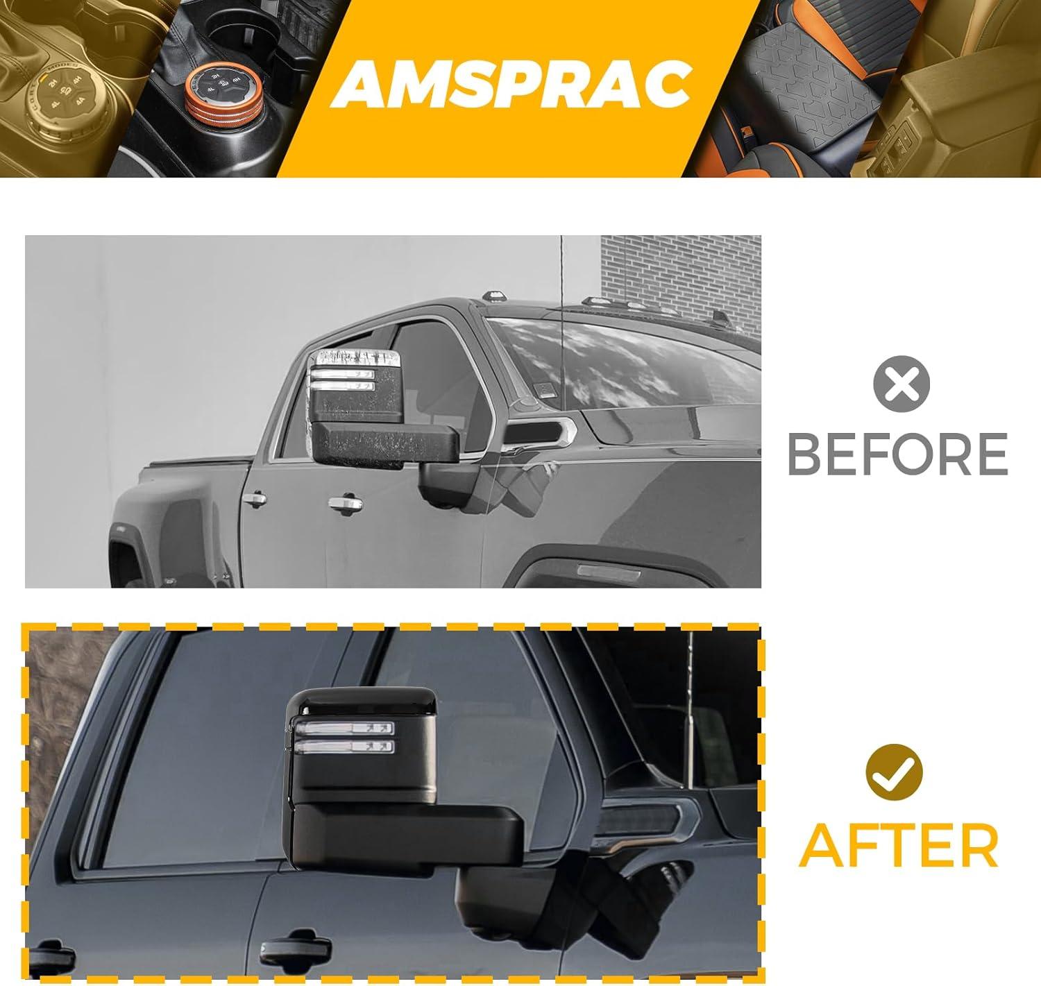 imageTow Mirror Caps fit for Chevy Chevrolet Silverado GMC Sierra 2500HD 3500HD 2020 2021 2022 2023 84468904 84468910Top ampamp Side ClipOn Front Door Mirror Housing Covers CapsGlossy Black