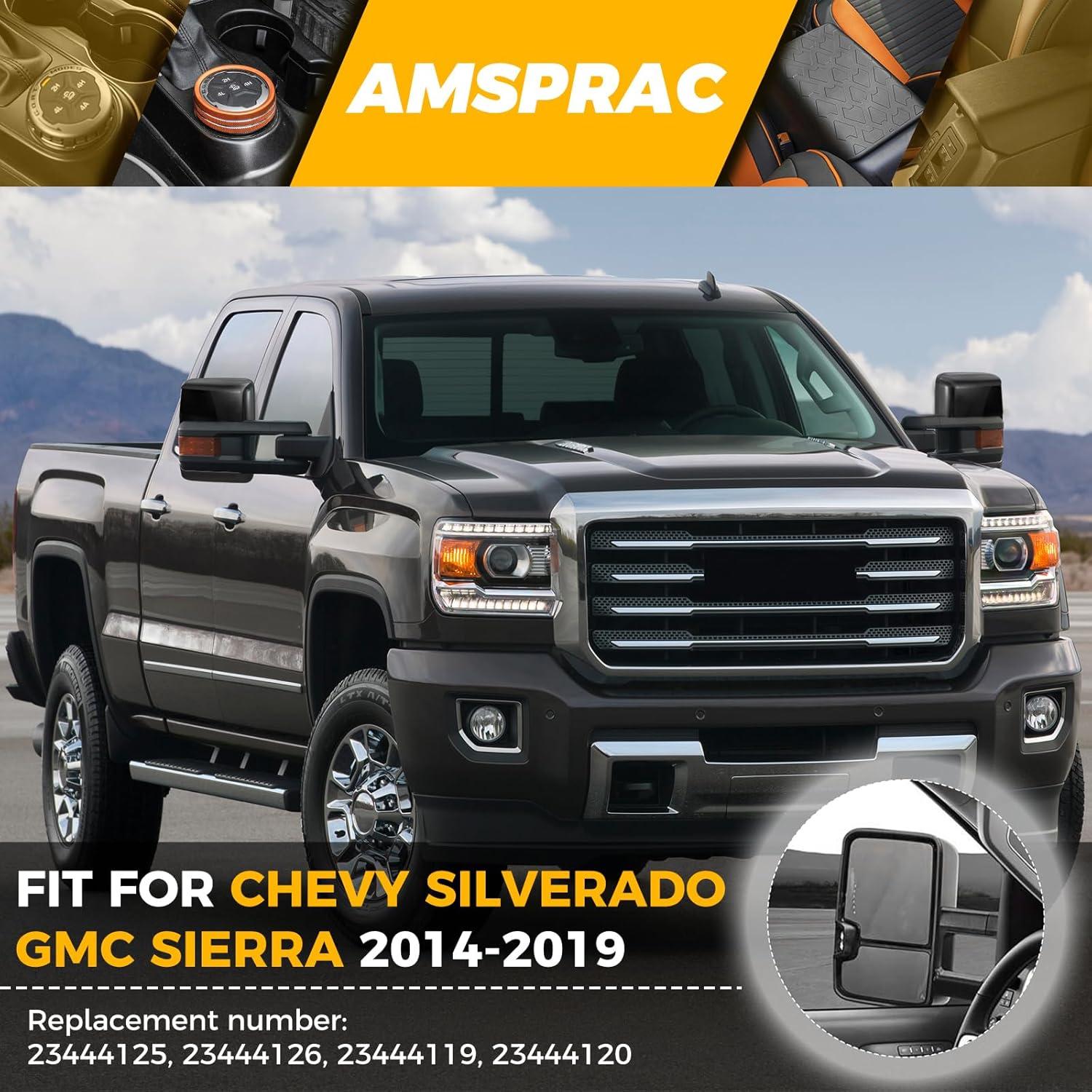 imageTow Mirror Caps fit for For Chevy Silverado GMC Sierra 2014201923444125 23444126 23444119 23444120Front Left Right Door Mirror Housing Covers Caps Top ampamp Bottom ClipOnGlossy Black2PCS