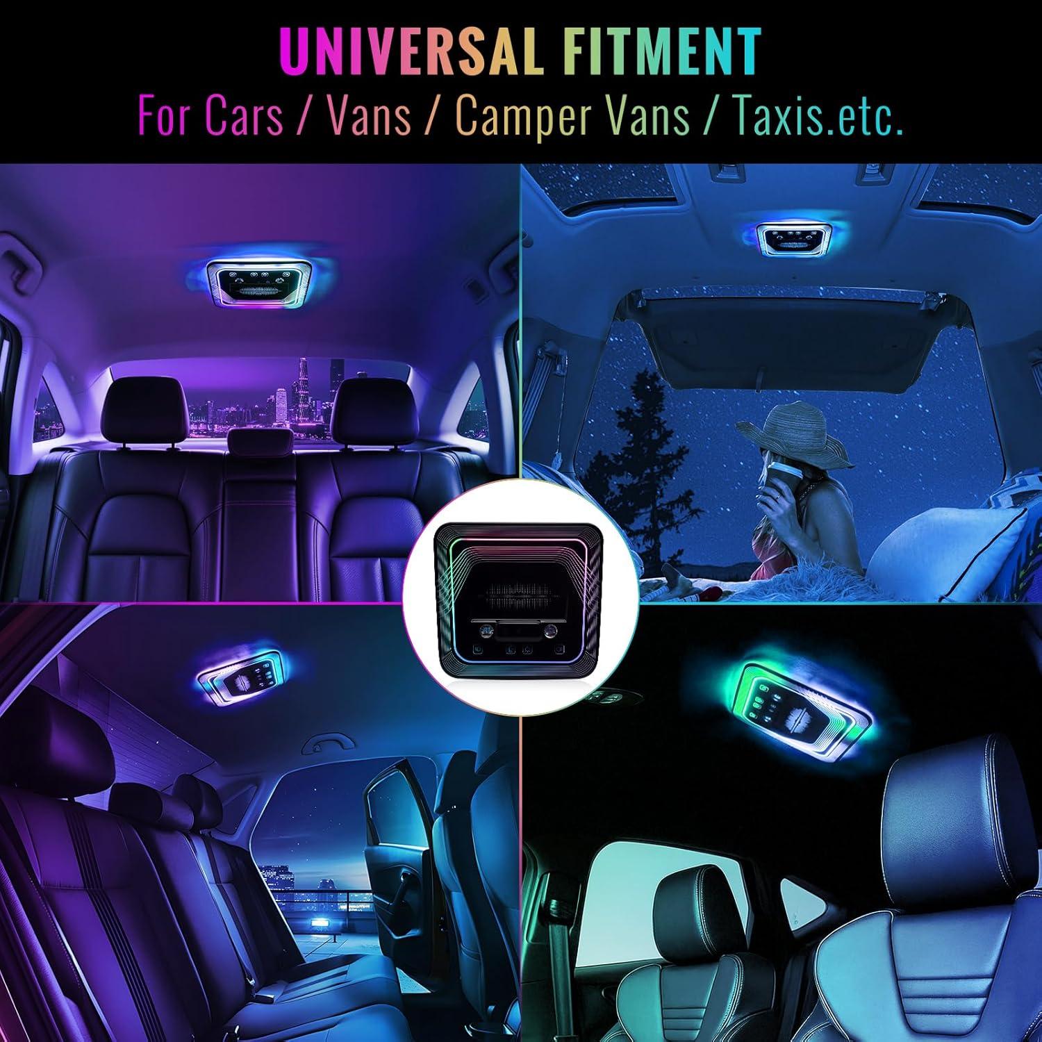 imageUniversal Car Roof Dome Lights ReplacementAdjustable LED Ceiling Lamps Assembly wTouch ScreenCar RV Interior Lighting wDoor Trigger SwitchOverHead Roof Ambient LightRGB Meteor StyleRipple Style