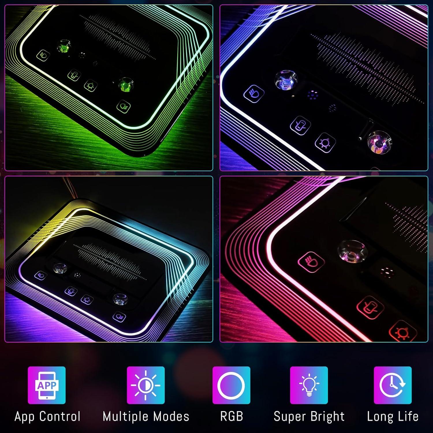 imageUniversal Car Roof Dome Lights ReplacementAdjustable LED Ceiling Lamps Assembly wTouch ScreenCar RV Interior Lighting wDoor Trigger SwitchOverHead Roof Ambient LightRGB Meteor StyleRipple Style