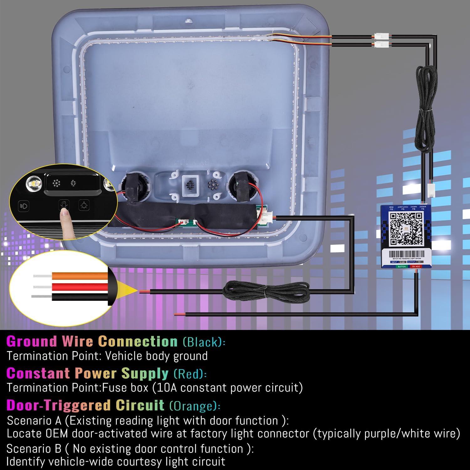 imageUniversal Car Roof Dome Lights ReplacementAdjustable LED Ceiling Lamps Assembly wTouch ScreenCar RV Interior Lighting wDoor Trigger SwitchOverHead Roof Ambient LightRGB Meteor StyleRipple Style