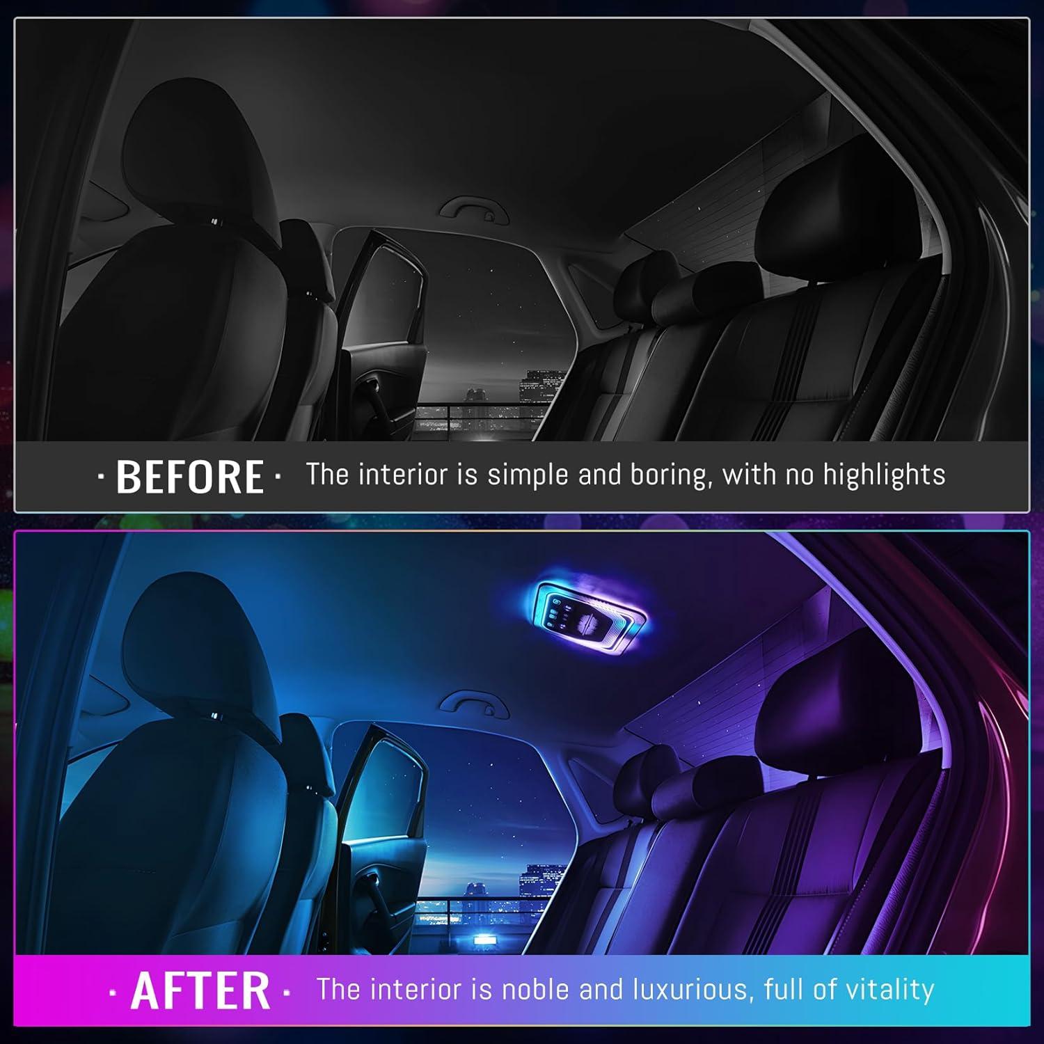 imageUniversal Car Roof Dome Lights ReplacementAdjustable LED Ceiling Lamps Assembly wTouch ScreenCar RV Interior Lighting wDoor Trigger SwitchOverHead Roof Ambient LightRGB Meteor StyleRipple Style