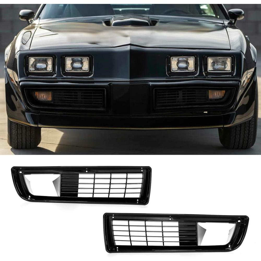 imageAMSRPAC Front Bumper Grille CoverFront Lower Bumper Grill Cover Replacement compatible with Pontiac Firebird Trans Am 1979 1980 1981Black 2PCS