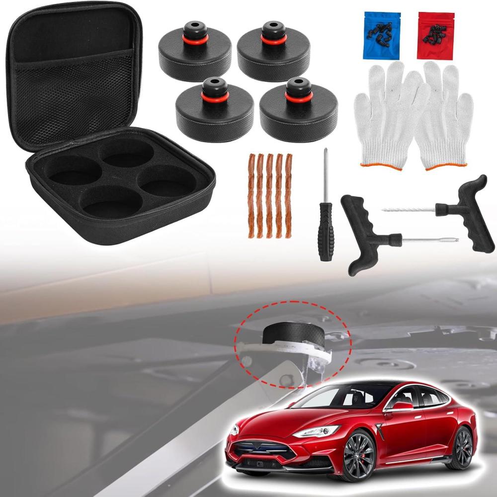 imageCar Lift Pads fit for Tesla Model 3YSX Jack Stand Rubber AdaptersLifting Jack Padsfit for TeslaJacking Point Protector PadsCar Jack Rubber Pads Support Point PadsTire Plugs wGloves