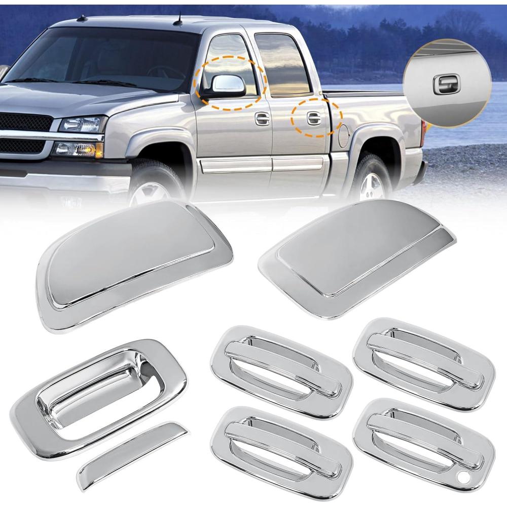 imageChromed Exterior Door Handle Cover Caps ampamp Rear Tailgate Handle Cover ampamp Door Side Rearview Mirror CapsExterior Cover Set fit for 19992006 Chevrolet Silverado GMC Sierra12PCS 