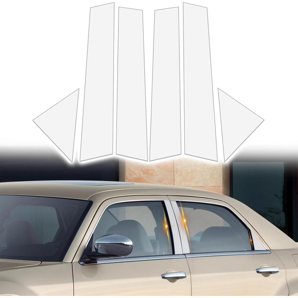 imageDoor Pillar Covers fit for Chevrolet Malibu 20162021Glossy Black AntiScratch Trim6PCS Window Outer Pillar PanelGlossy BlackChromedFor Chrysler 300300C 0510