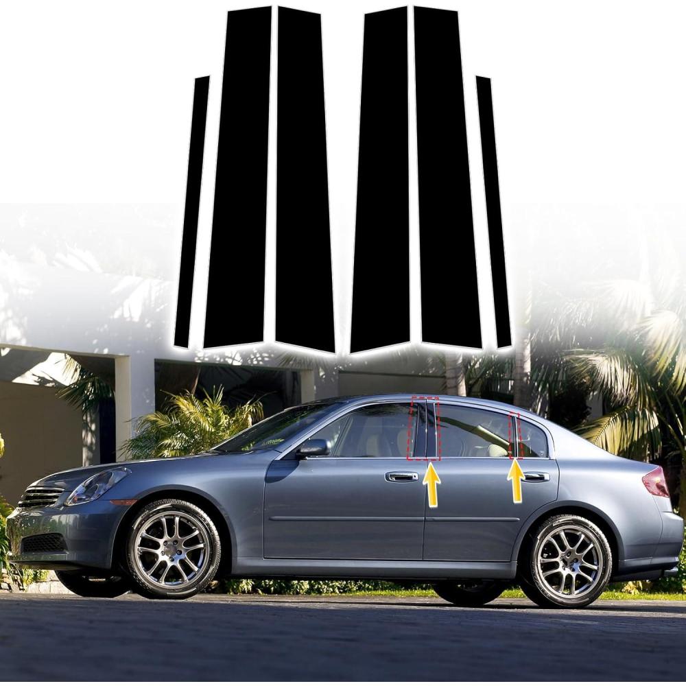 imageDoor Pillar Covers fit for Chevrolet Malibu 20162021Glossy Black AntiScratch Trim6PCS Window Outer Pillar PanelGlossy BlackGlossy BlackFor Infiniti G35 G37 0213