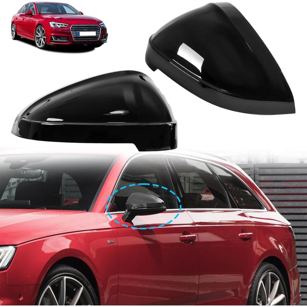 imageDoor Side Rearview Mirror Covers Caps with Lane AssistExterior Back Sight CoversSide Mirror Caps compatible with for 20172019 Audi B9 A4 S4 A5 S5 RS5Glossy Black2PCSGlosy Black